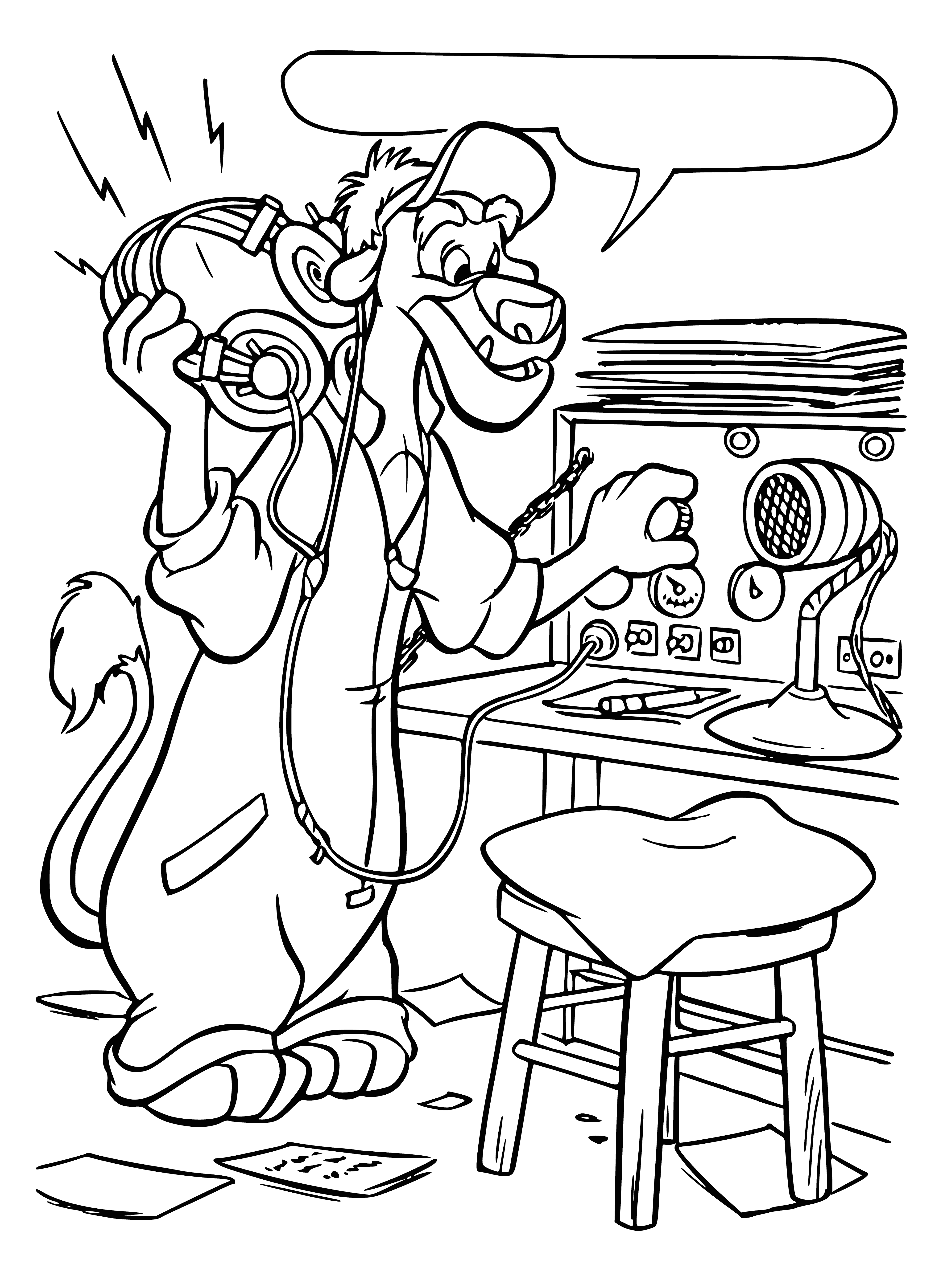 pagina da colorare: Cartoon personaggio Balamut in cuffie, ascoltando la radio