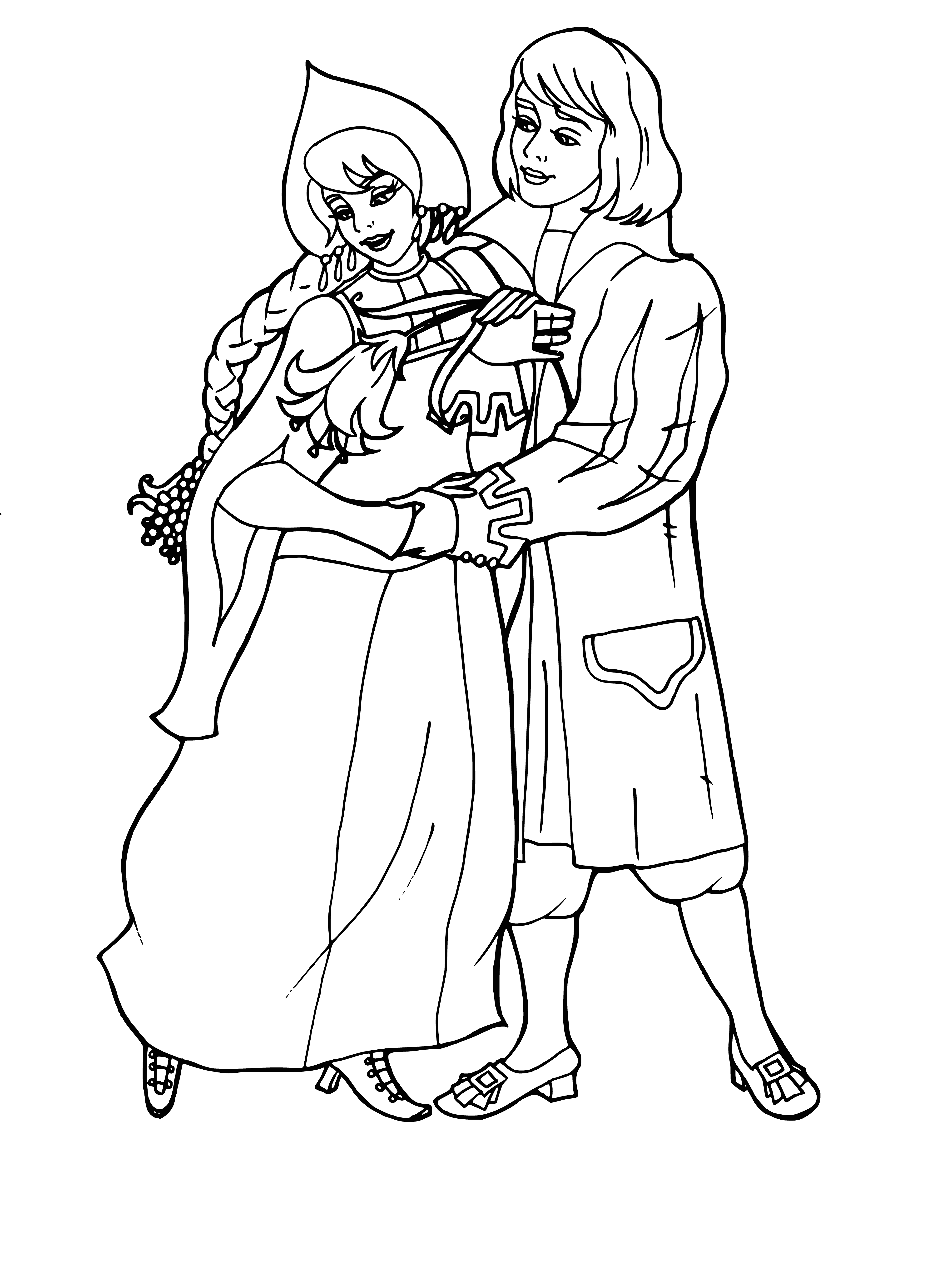 coloring page: Illustration to the fairy tale of S.T. Aksakov A scarlet flower depicting a scene with a prince and a girl.