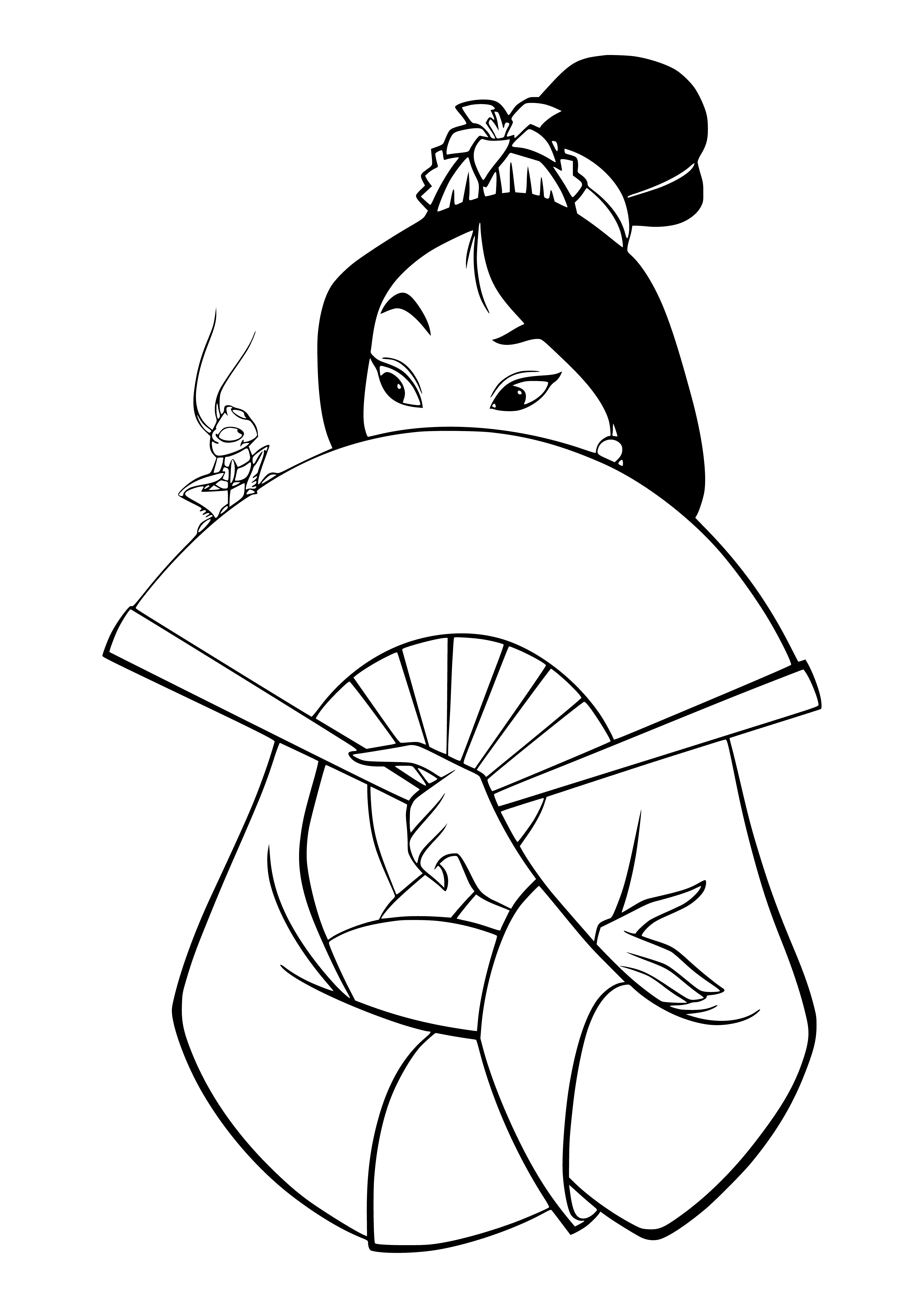 pagina da colorare: Mulan e Cricket Kri-Ki