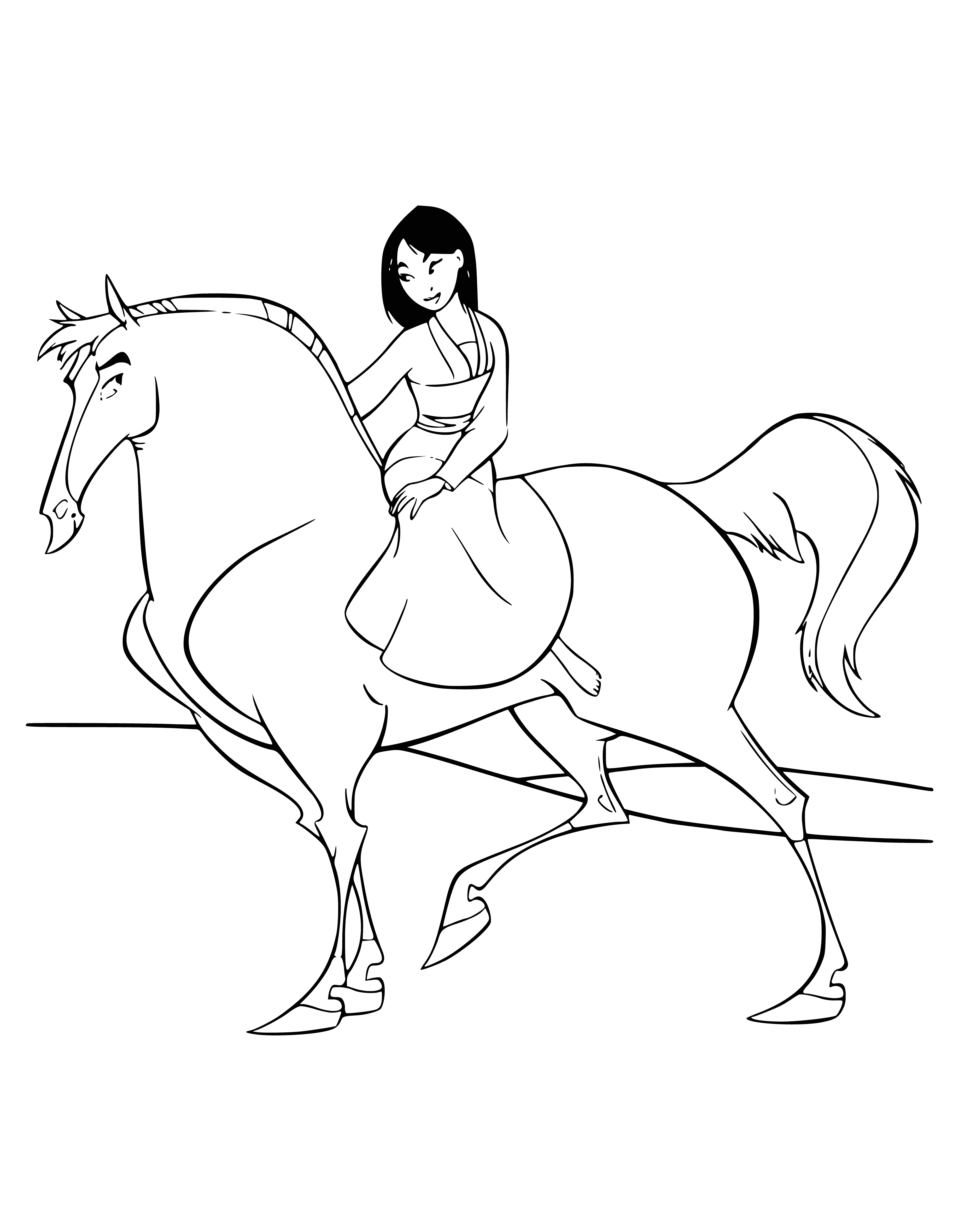 pagina da colorare: Mulan a cavallo