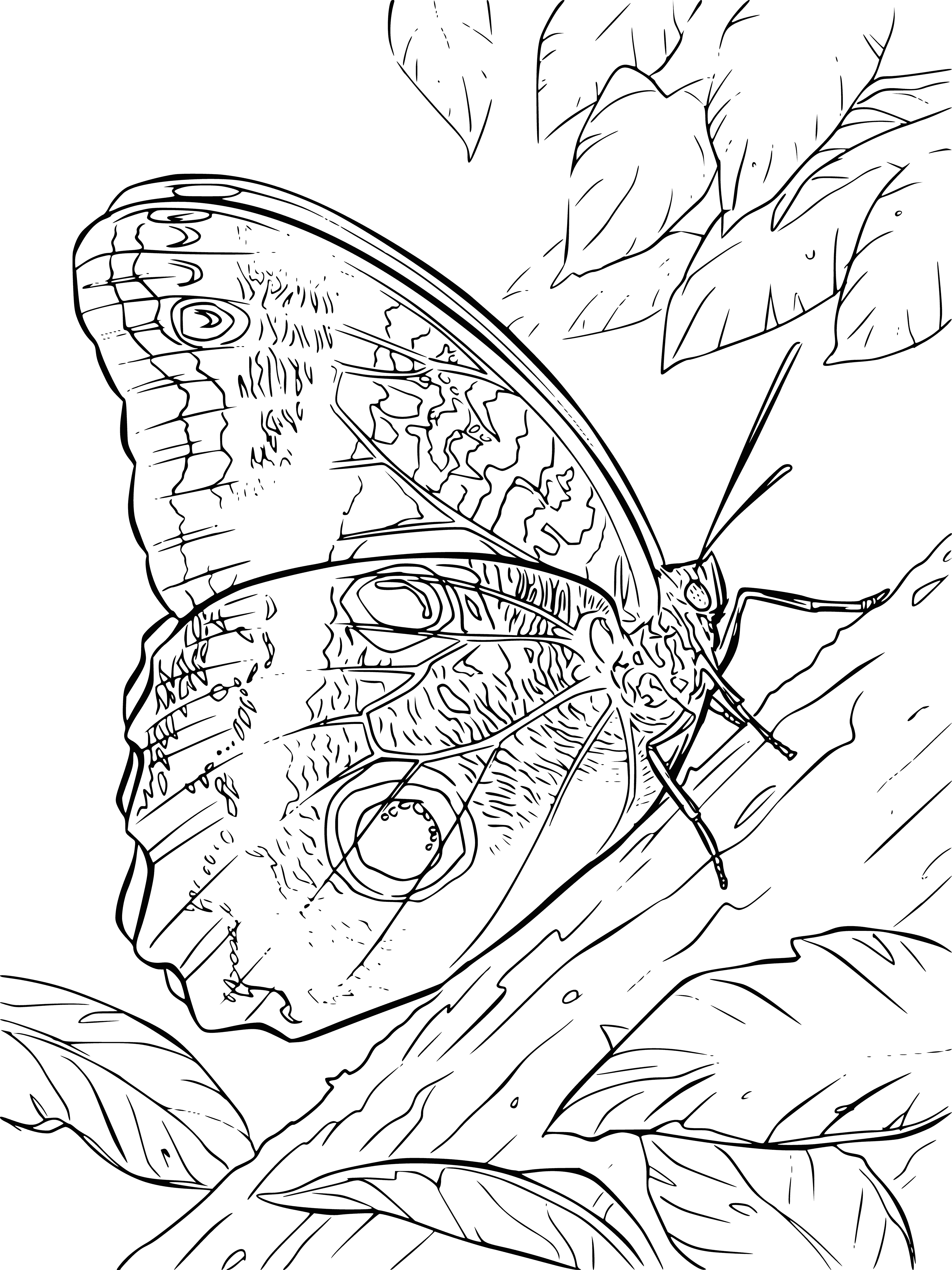 coloring page: A butterfly with leaves