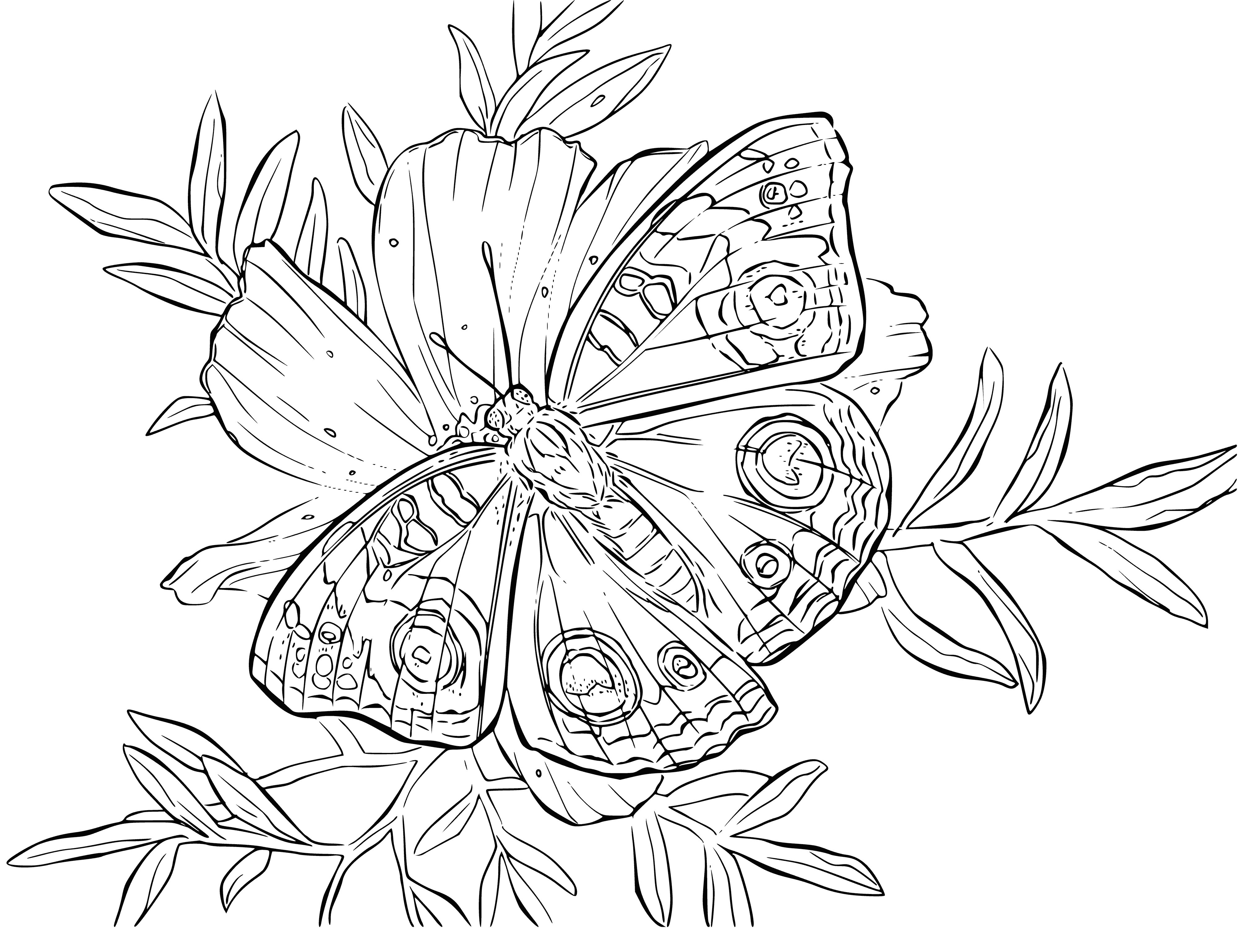 coloring page: Coloring with a butterfly on a flower