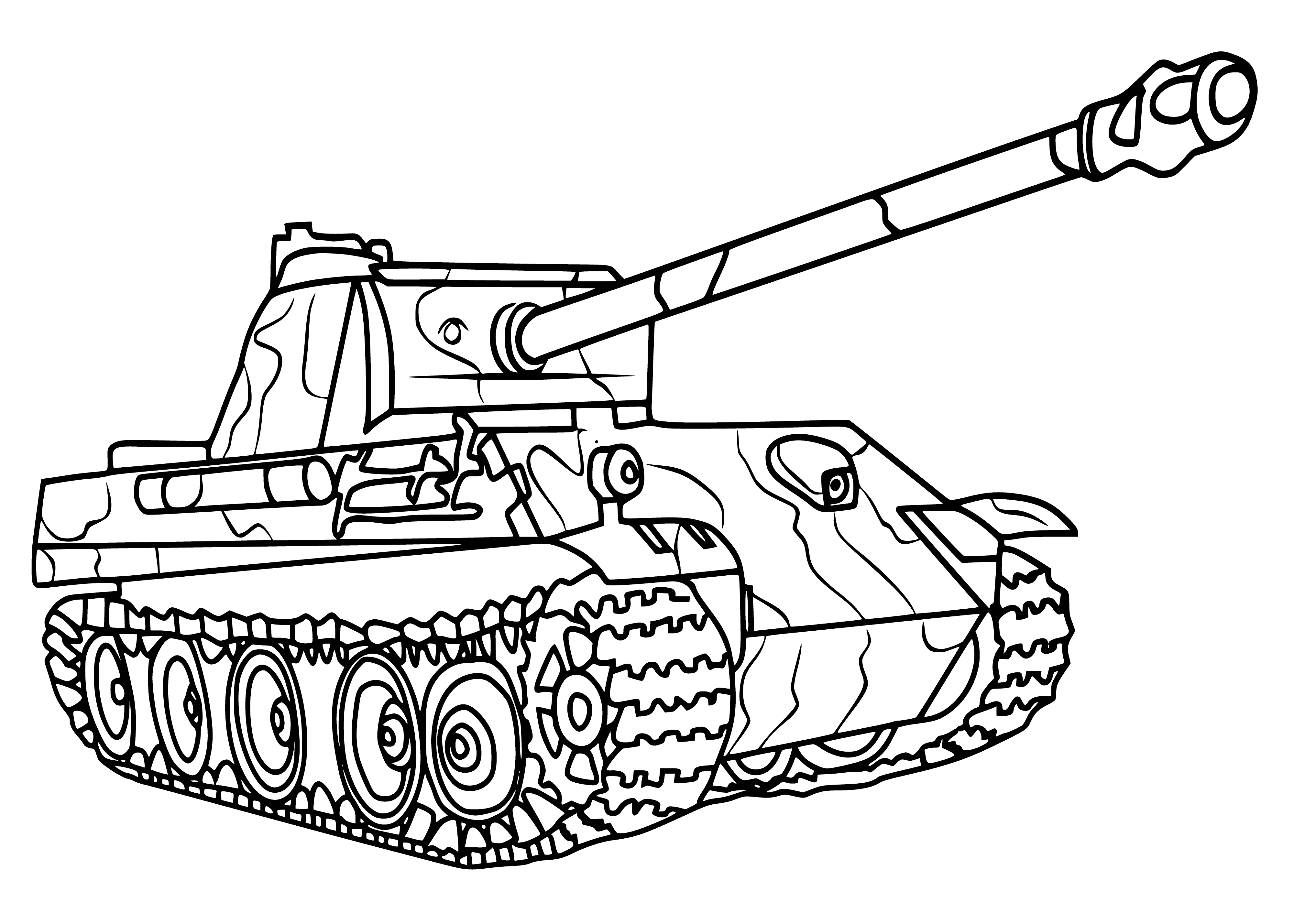 coloring page: Contour drawing of the tank for painting