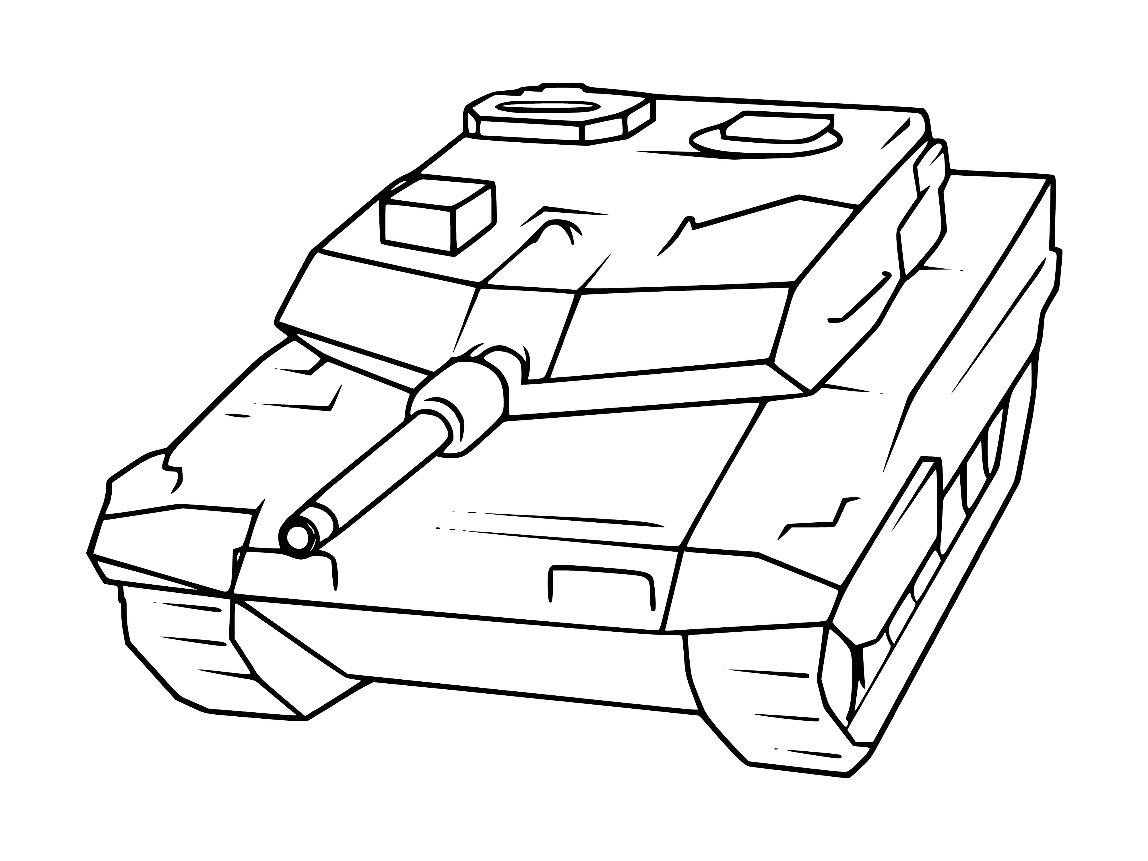 coloring page: Drawing of tank for painting