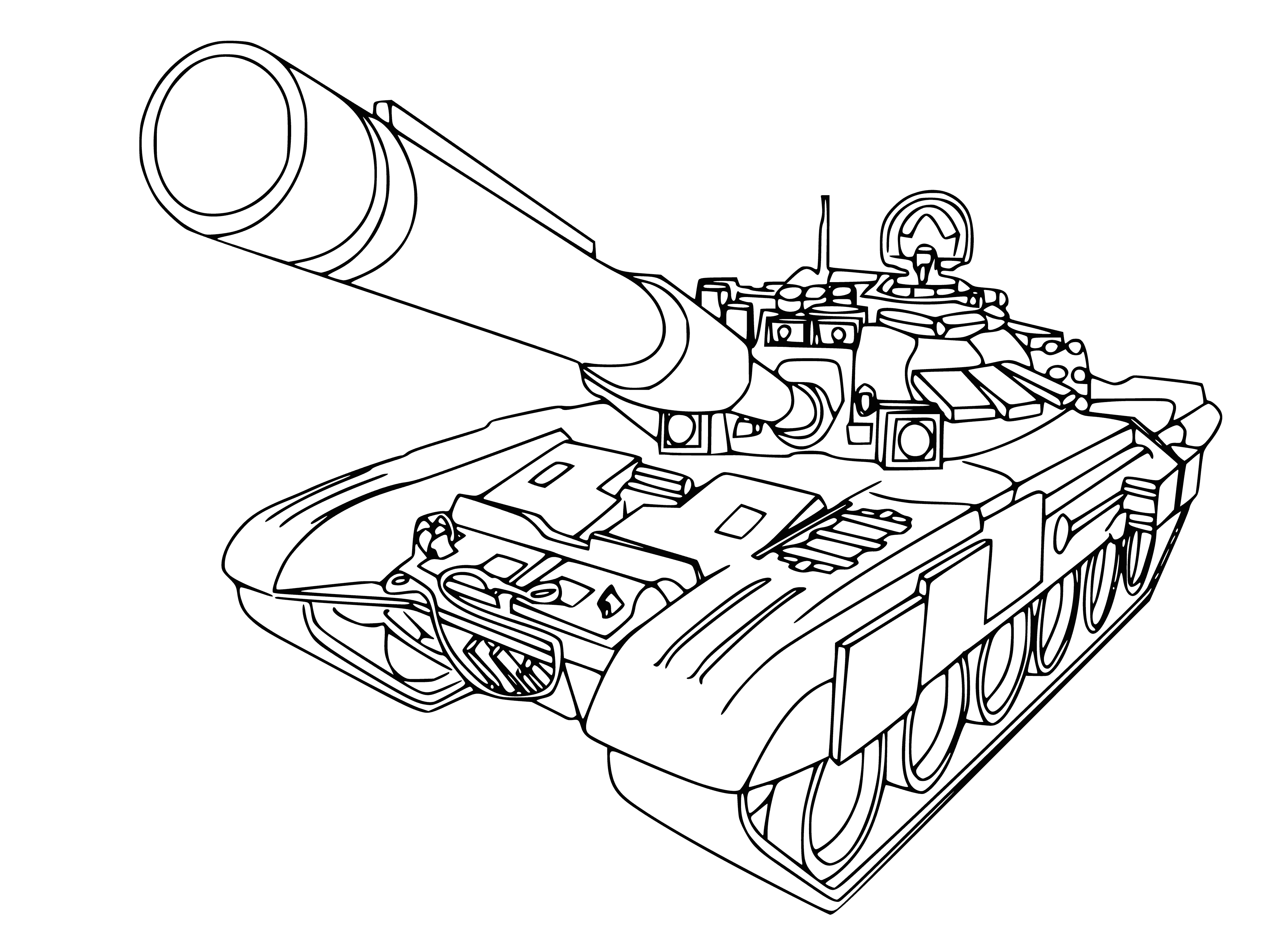 coloring page: Contour drawing of the tank for painting