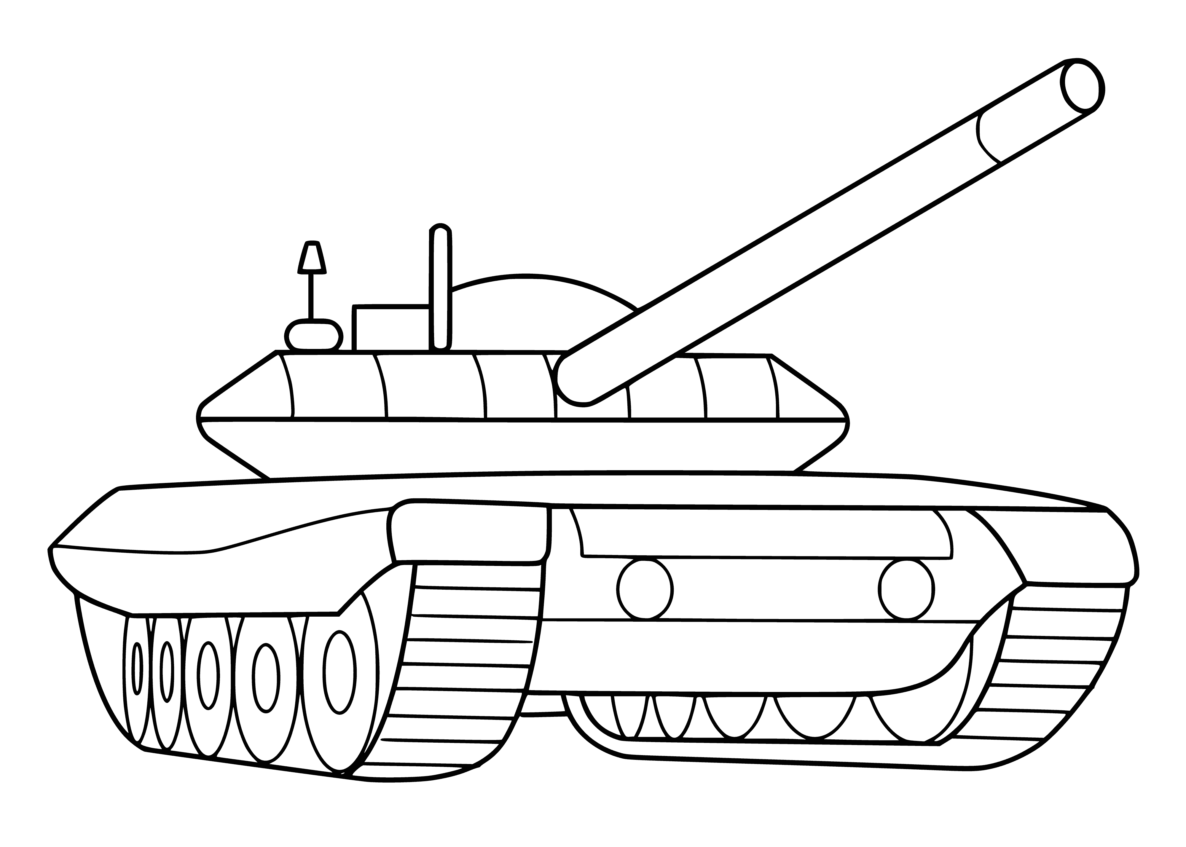 coloring page: Coloring tank with cannon and caterpillars