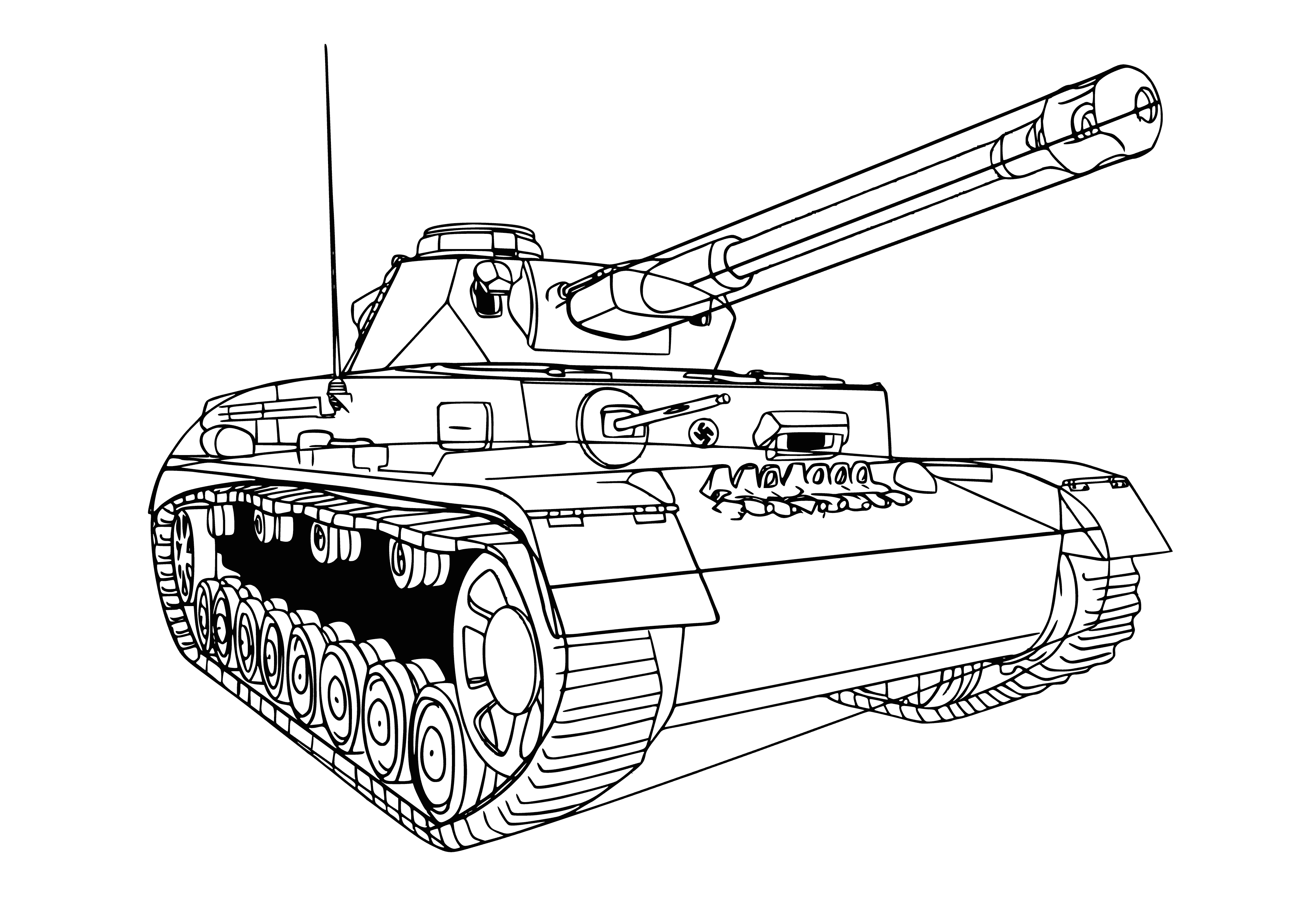 coloring page: Black and white outline of the tank image for coloring