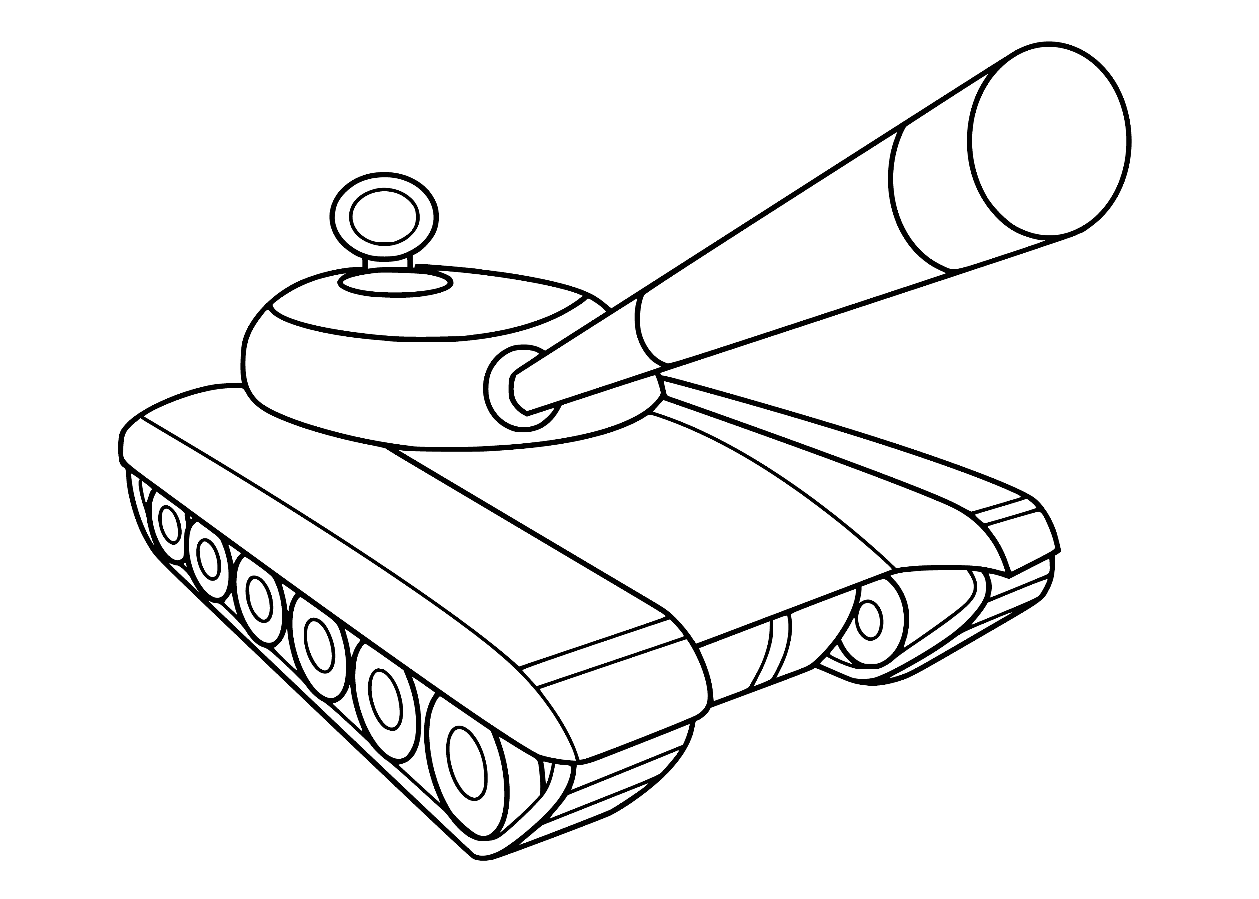 coloring page: Coloring a tank with a long barrel and tracks.