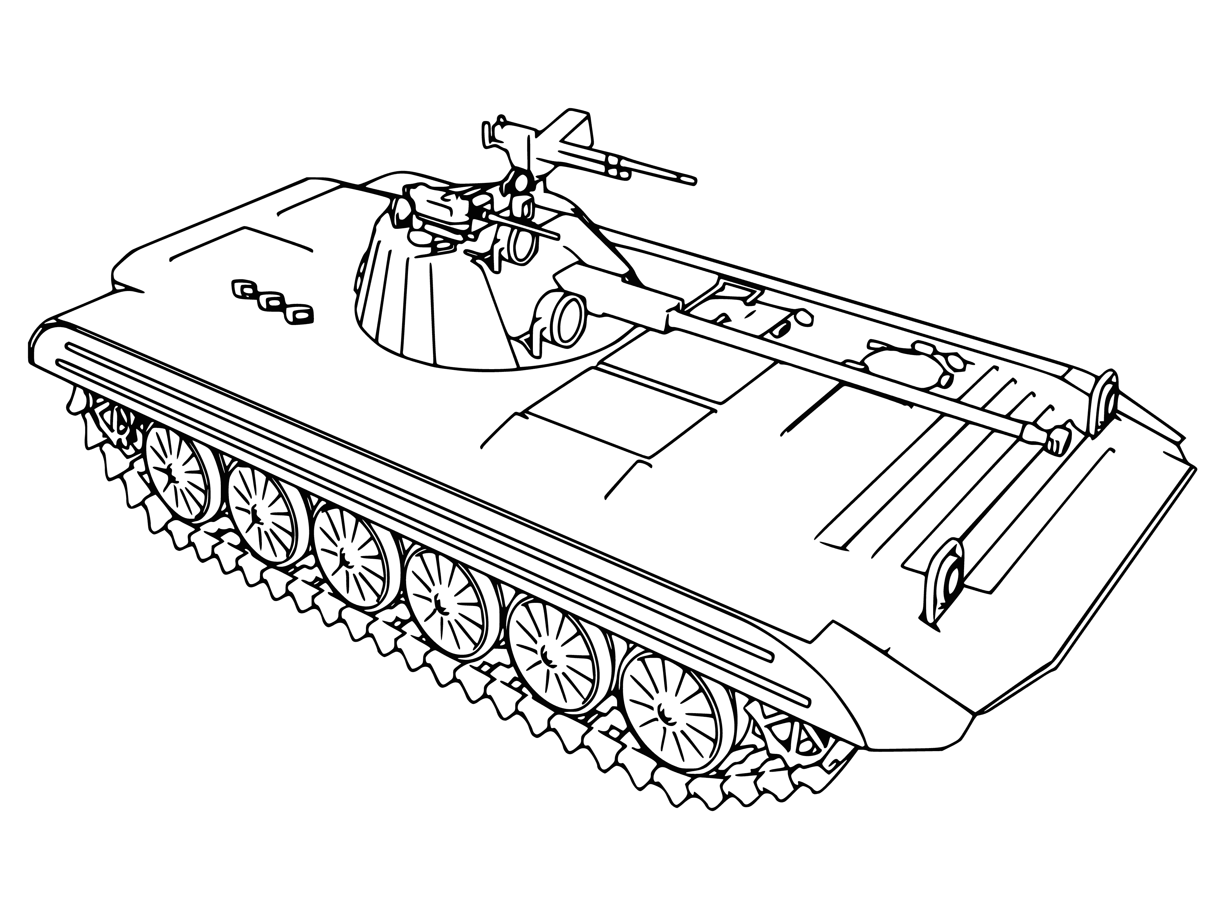 coloring page: Black and white coloring of the tank