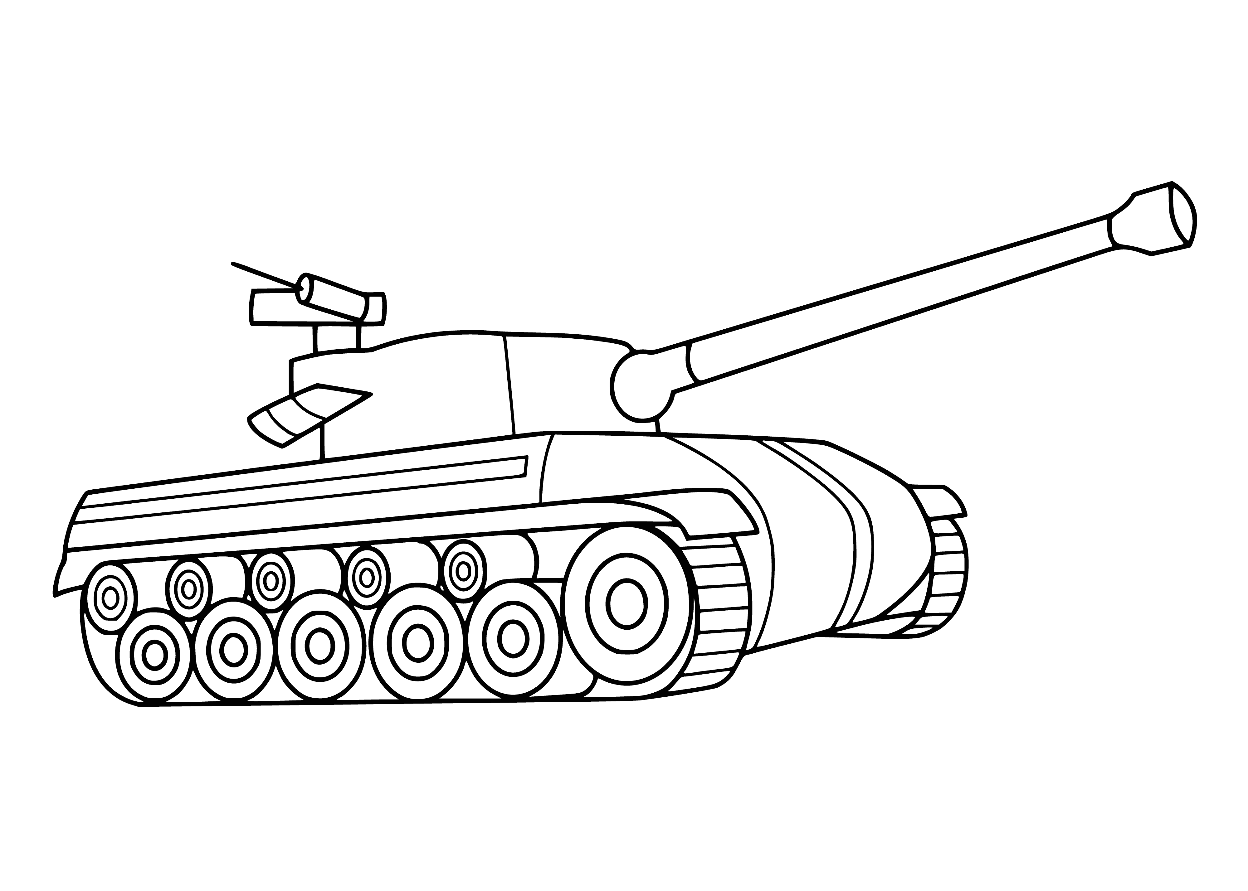 coloring page: Black and white coloring of the tank