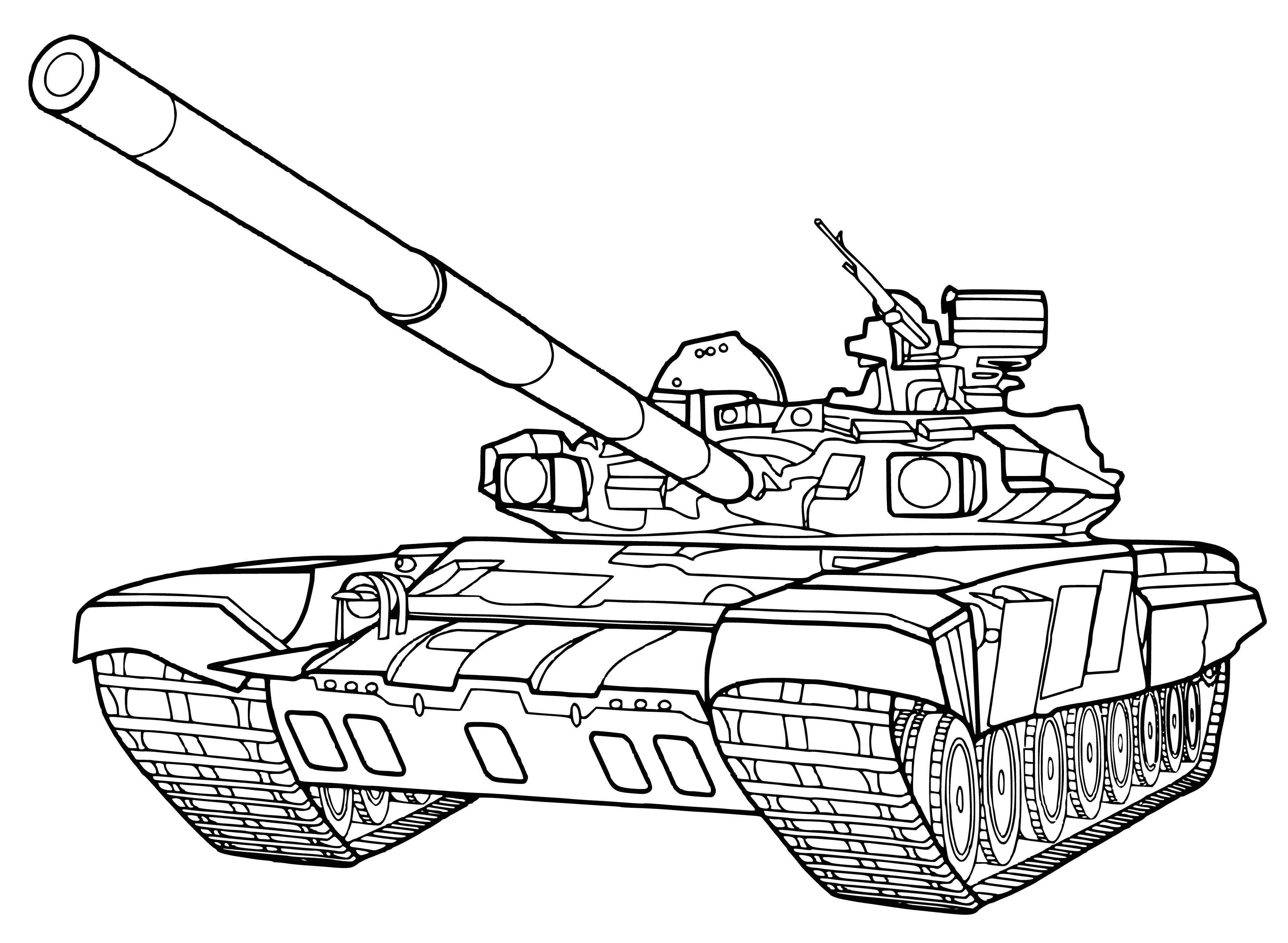 coloring page: T-72 tank in coloring