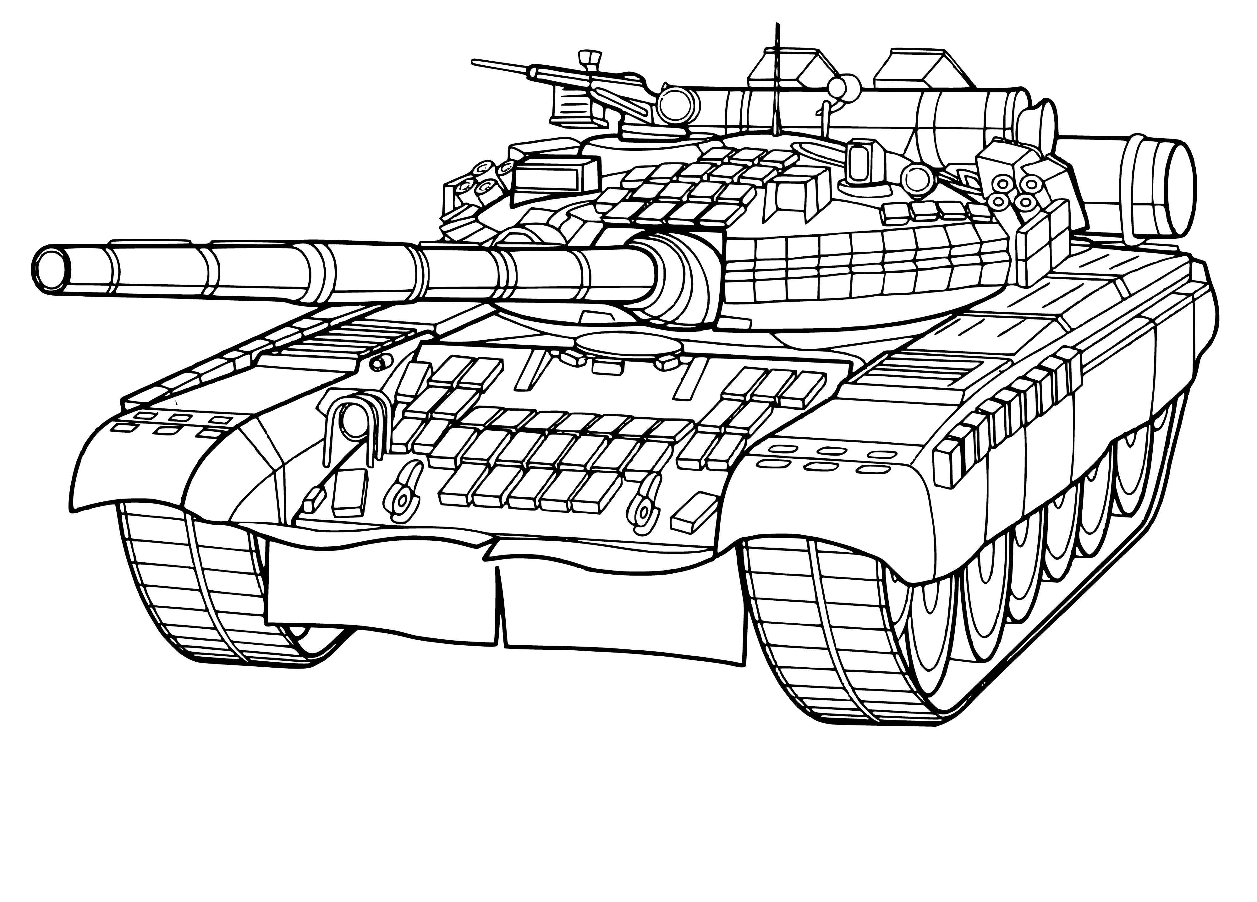 coloring page: Drawing of the T-34 tank in coloring