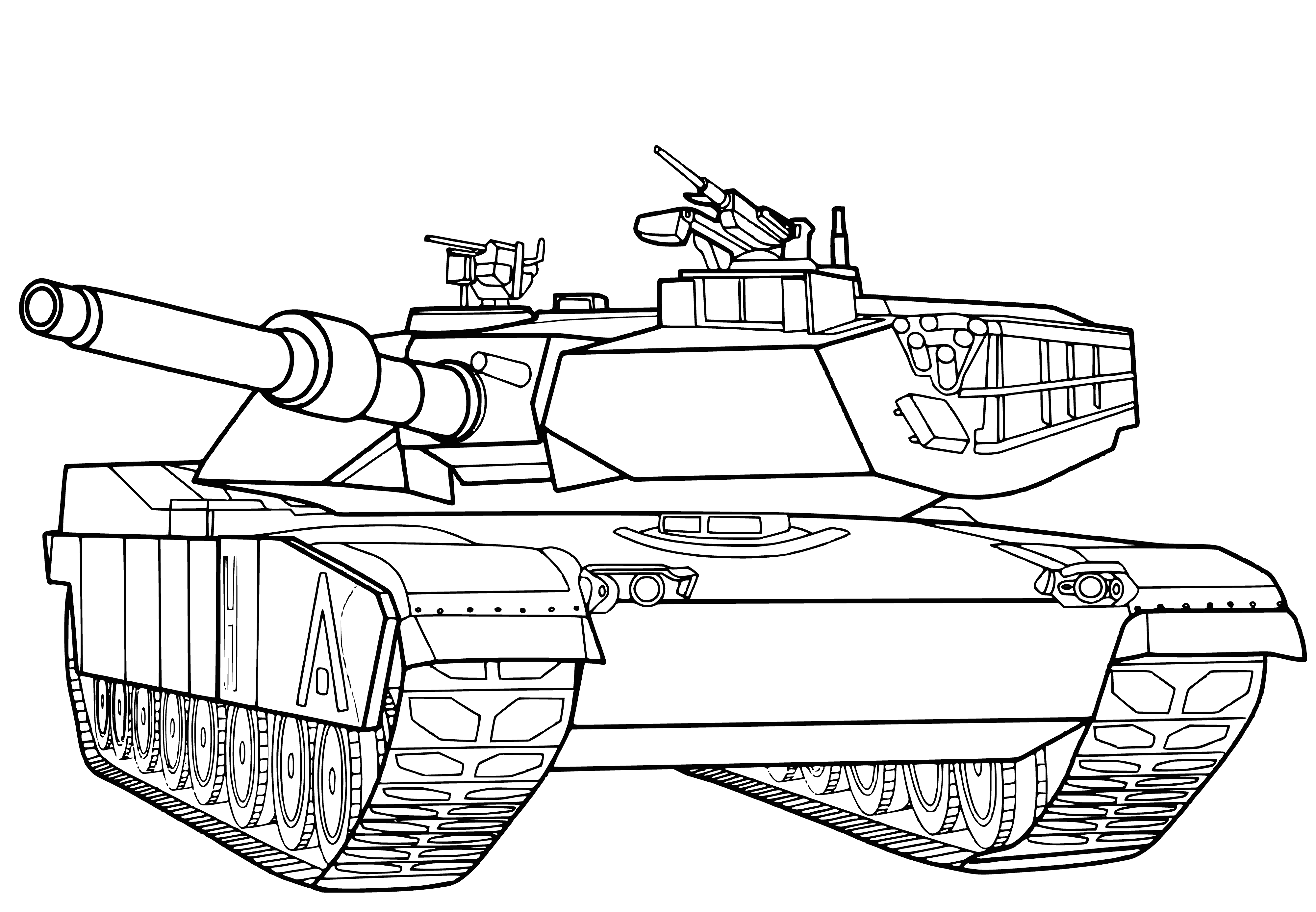 coloring page: Coloring of the M1 A1 'Abrams' battle tank