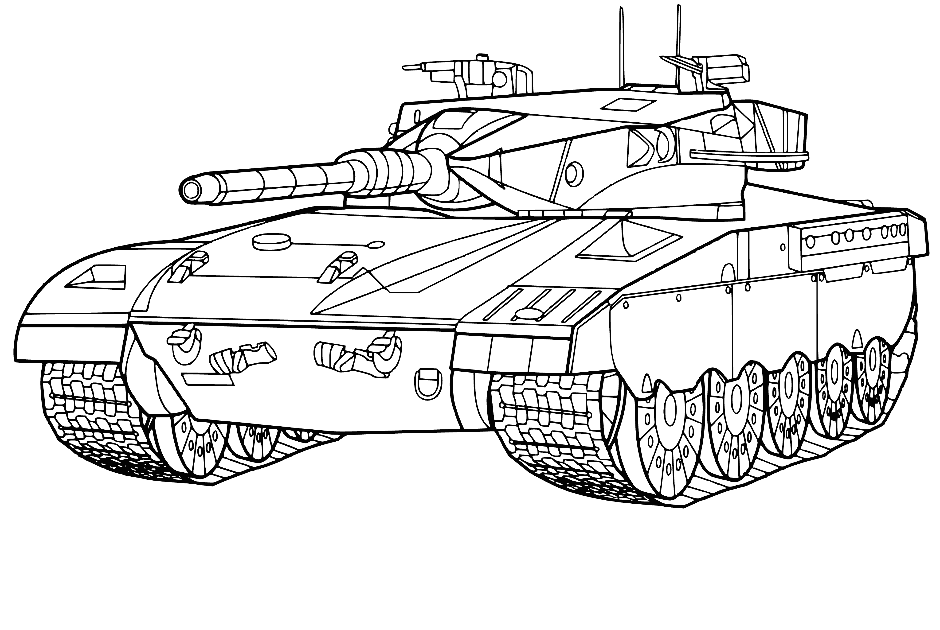 coloring page: Israeli battle tank Merkava drawing for coloring