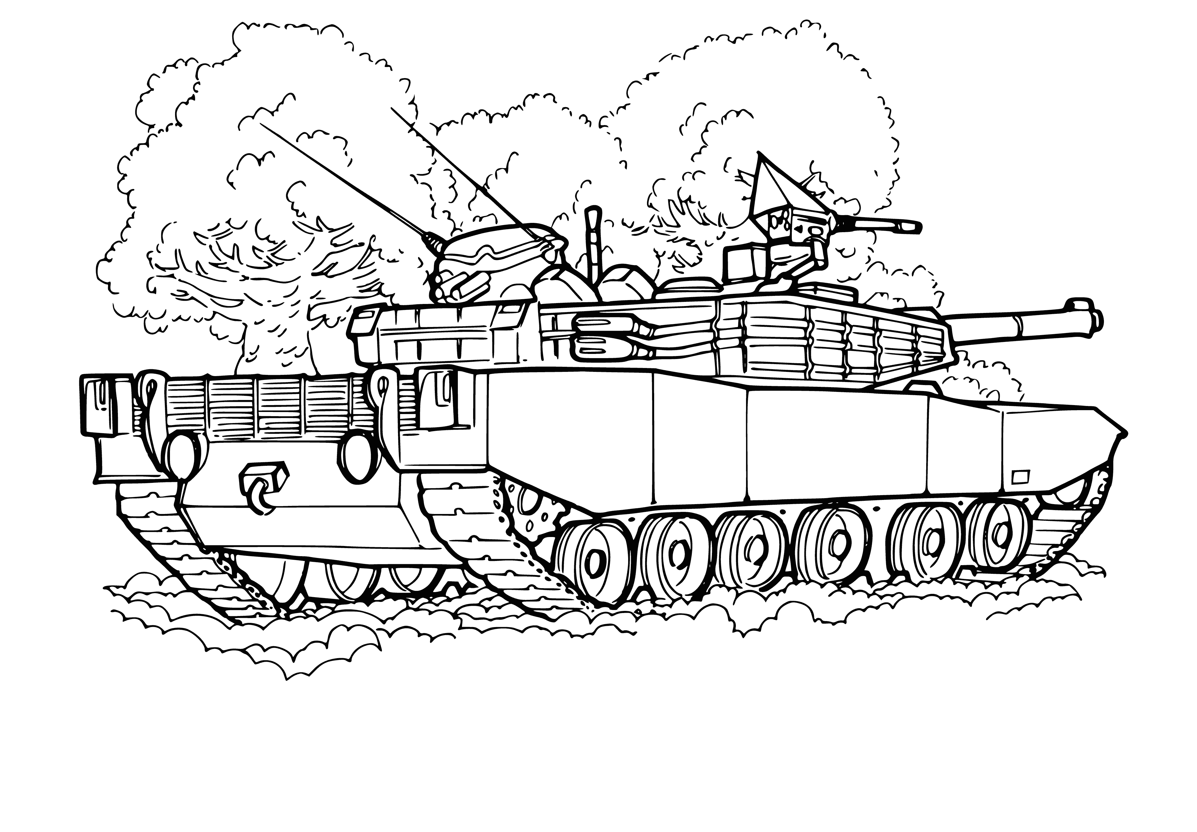 coloring page: Drawing of the Type 88 main tank with characteristics