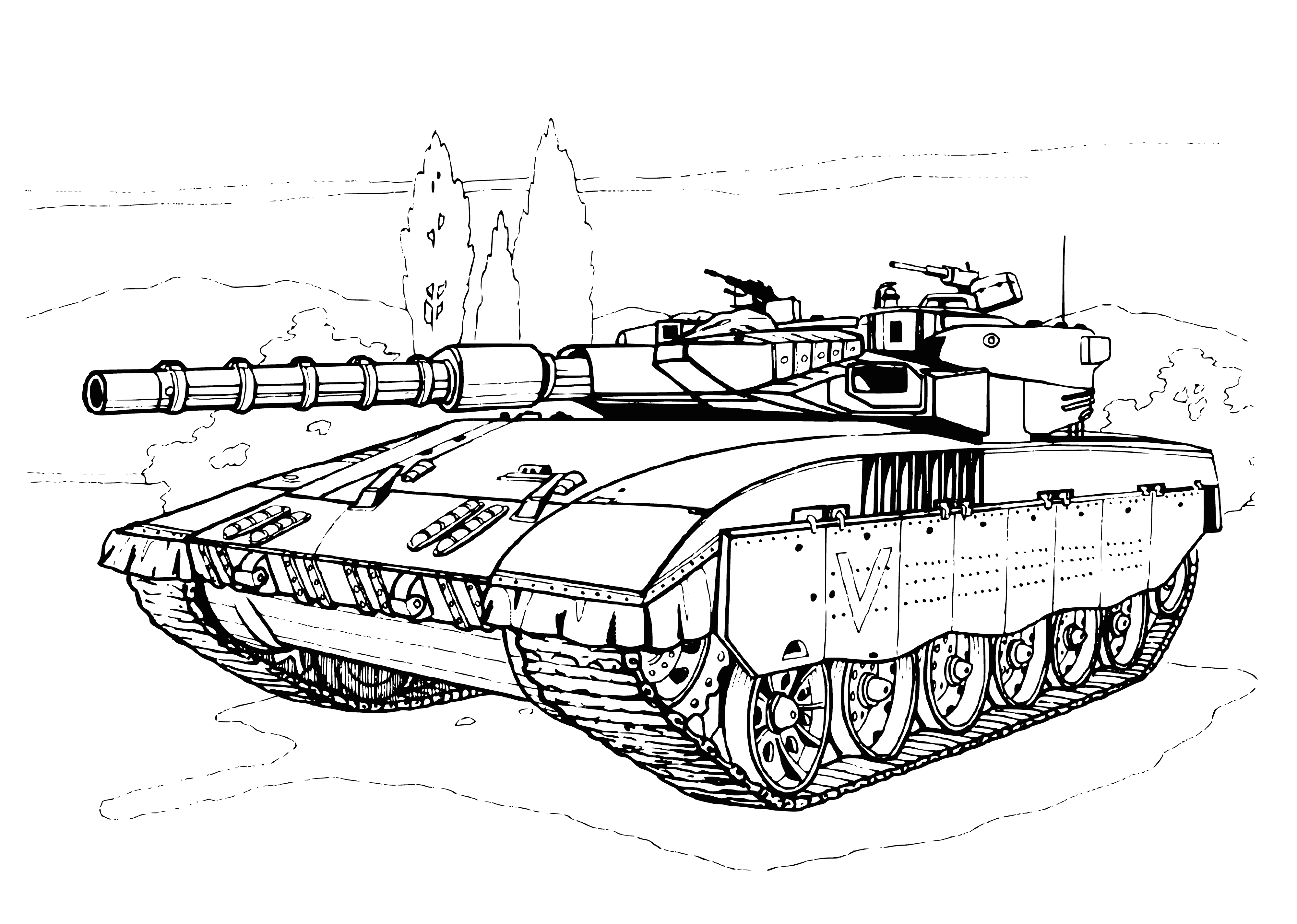 coloring page: Rak paint of the Merkava tank from Israel