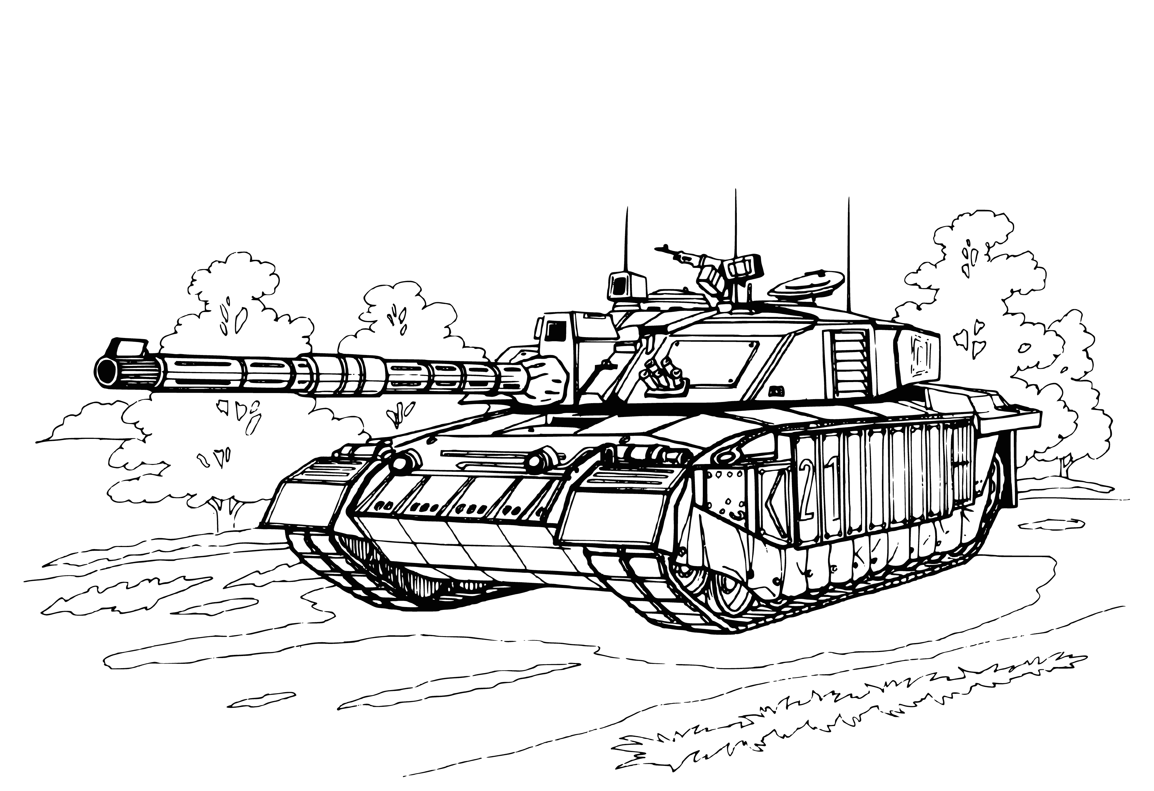 coloring page: Rakka Tank Challenger-1 from the UK