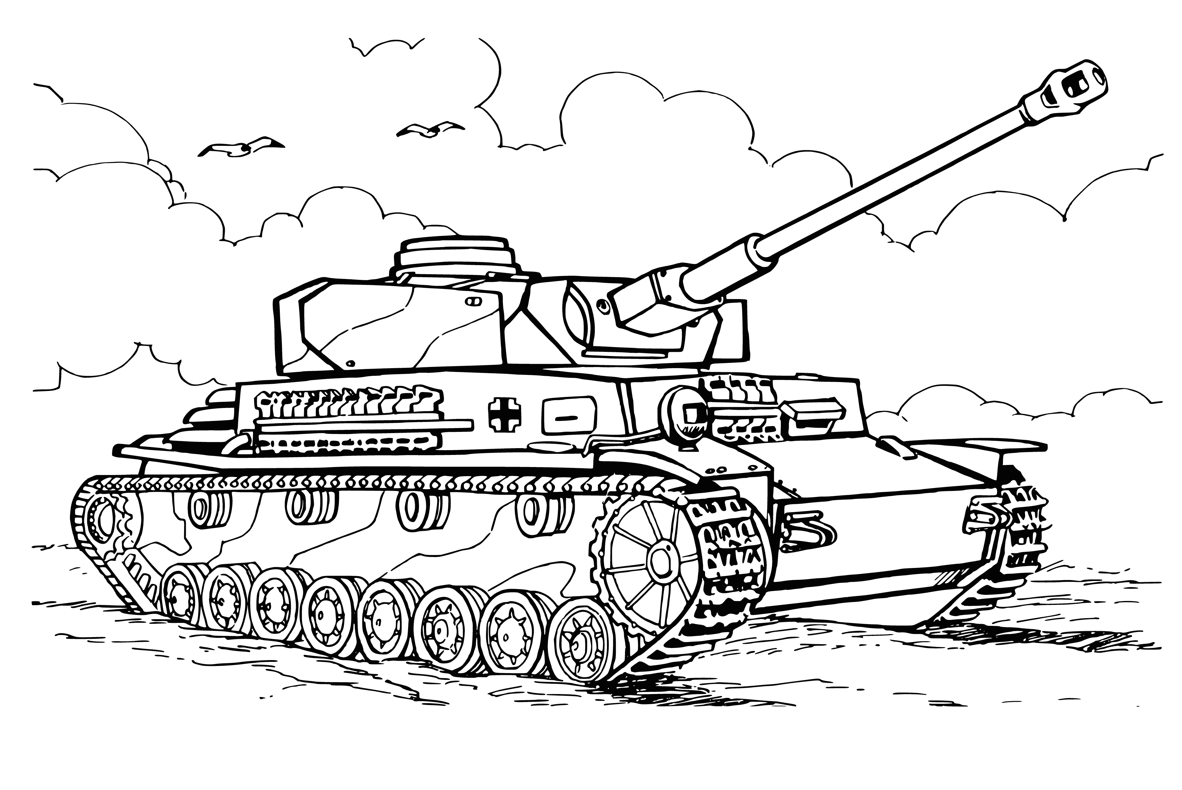 coloring page: Coloring of the T IV N medium tank from Germany