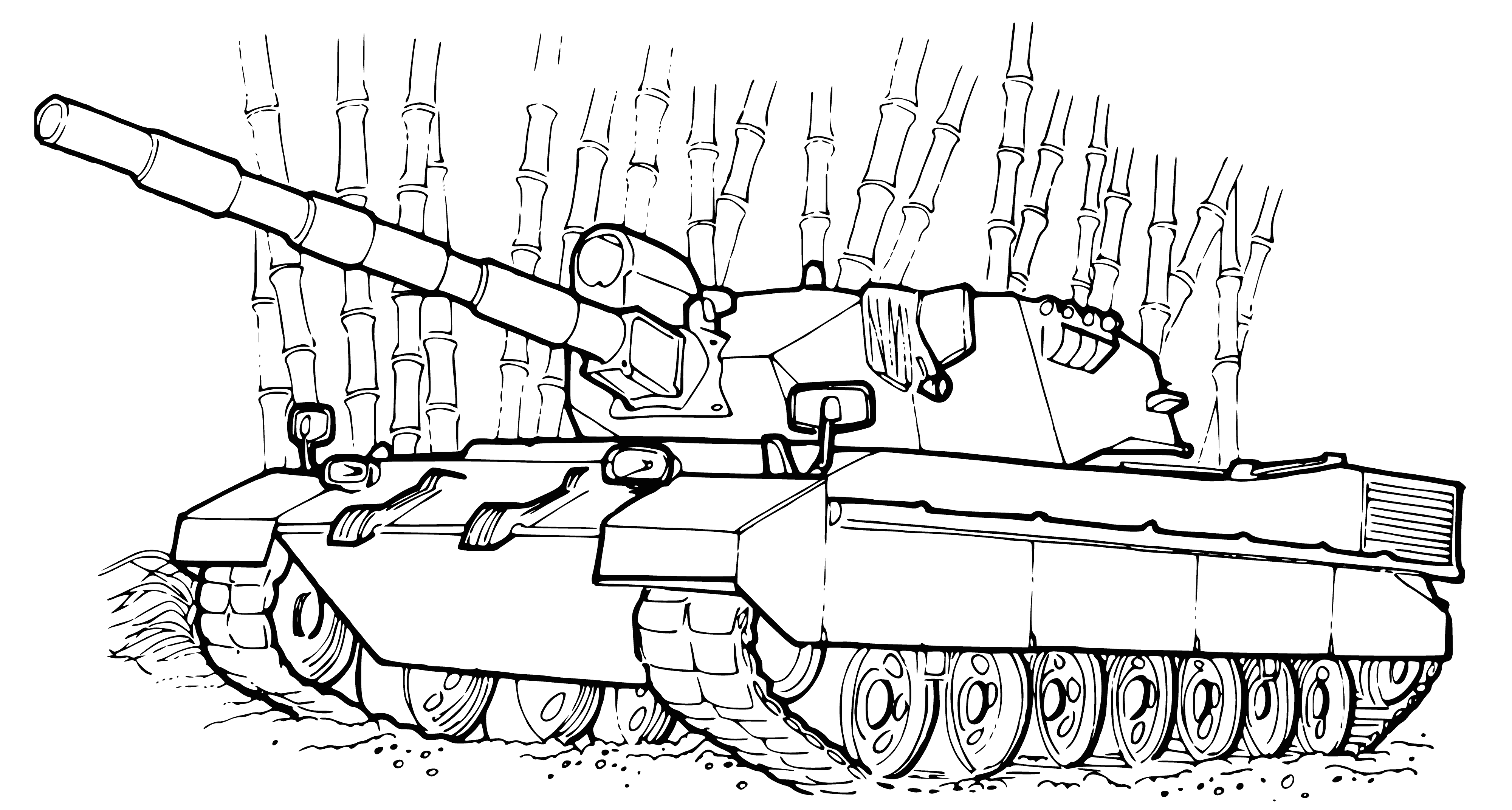 coloring page: Drawing of the medium tank OF-40 with the specified characteristics