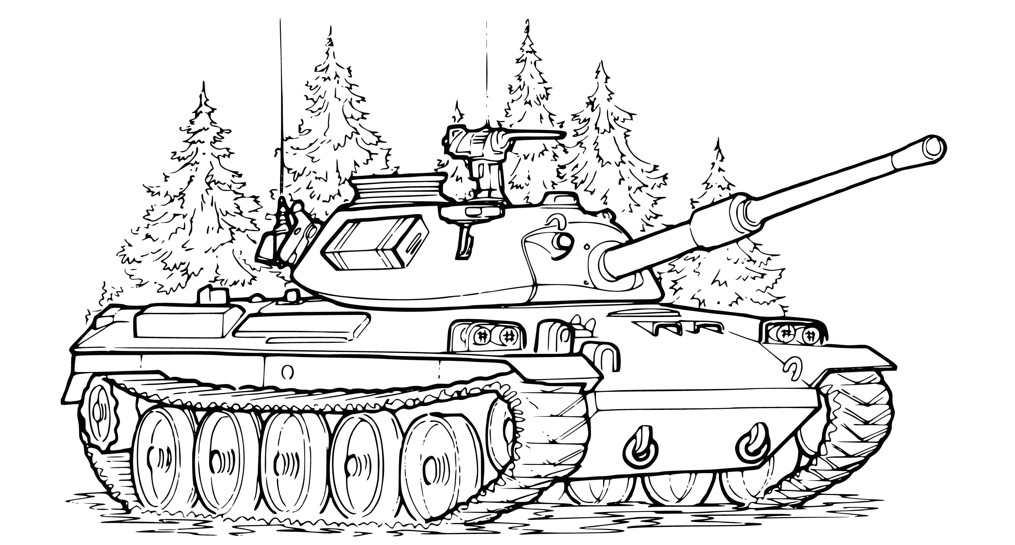 coloring page: Coloring of the TIP-74 tank with a description of the characteristics