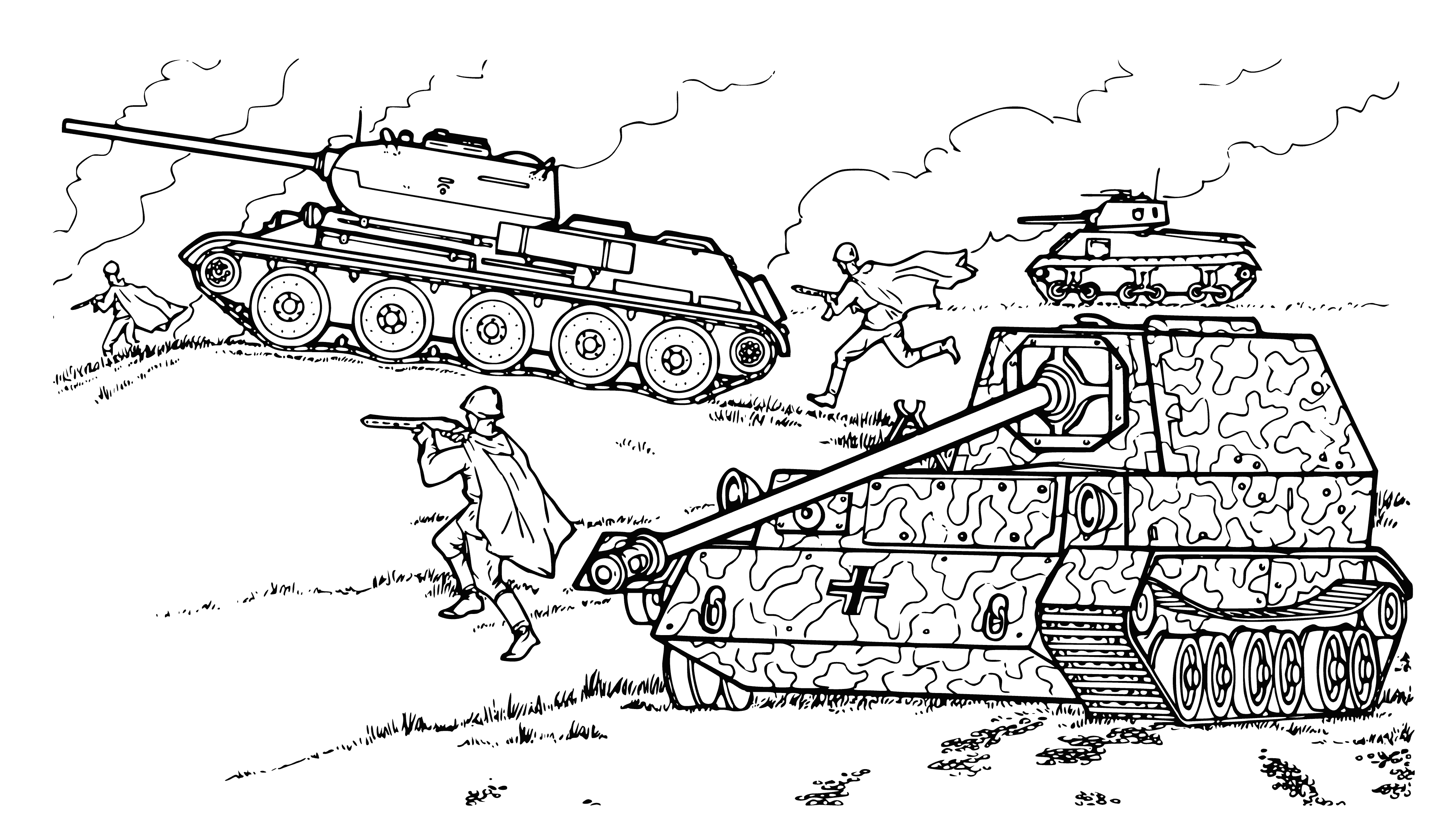 coloring page: T-34 medium tank, 1941, USSR