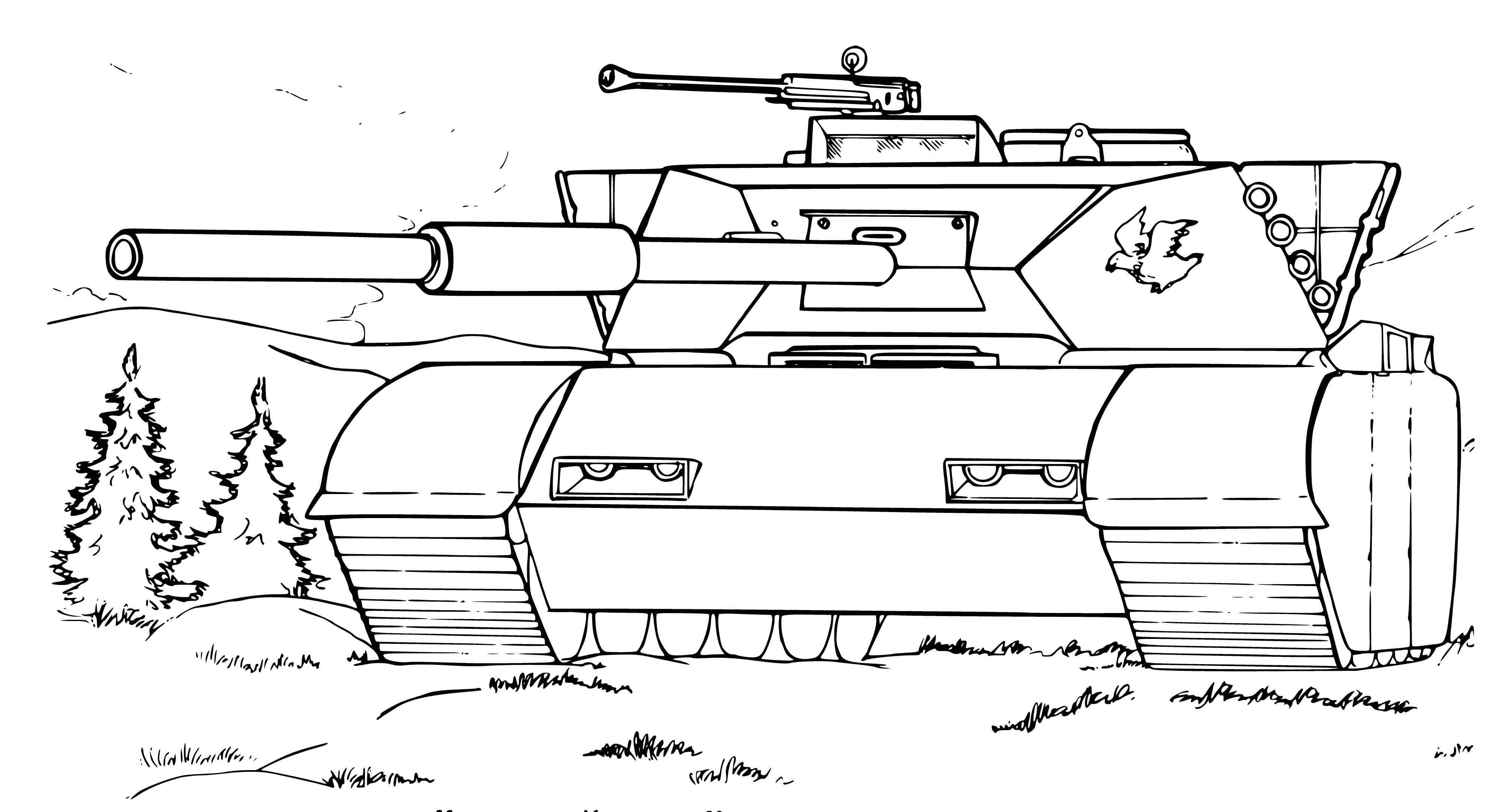 coloring page: Coloring of the Russian tank "Black Eagle"