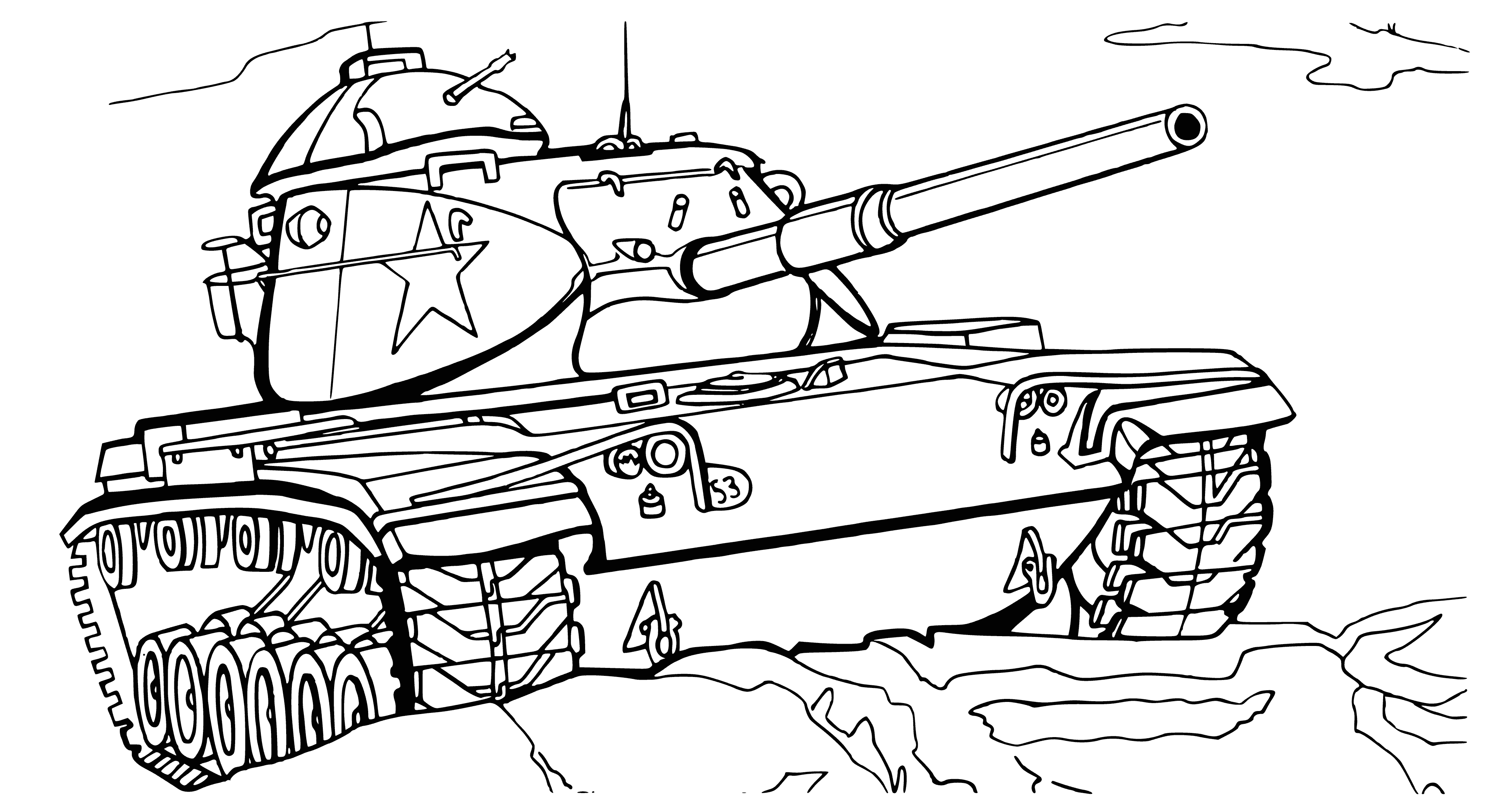 coloring page: Drawing of the M60 A1 tank with technical characteristics