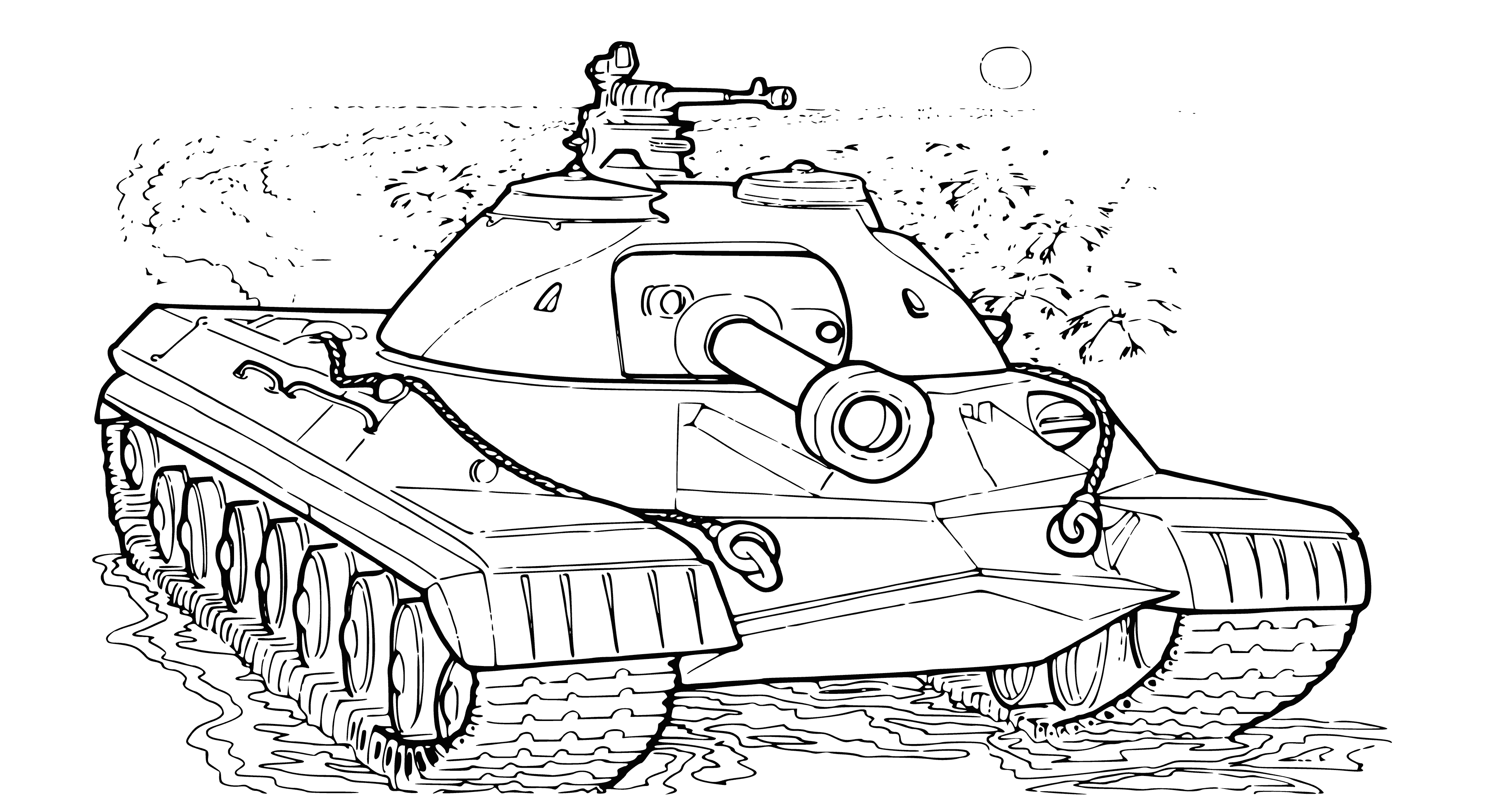 coloring page: Drawing of the T-10 tank for coloring