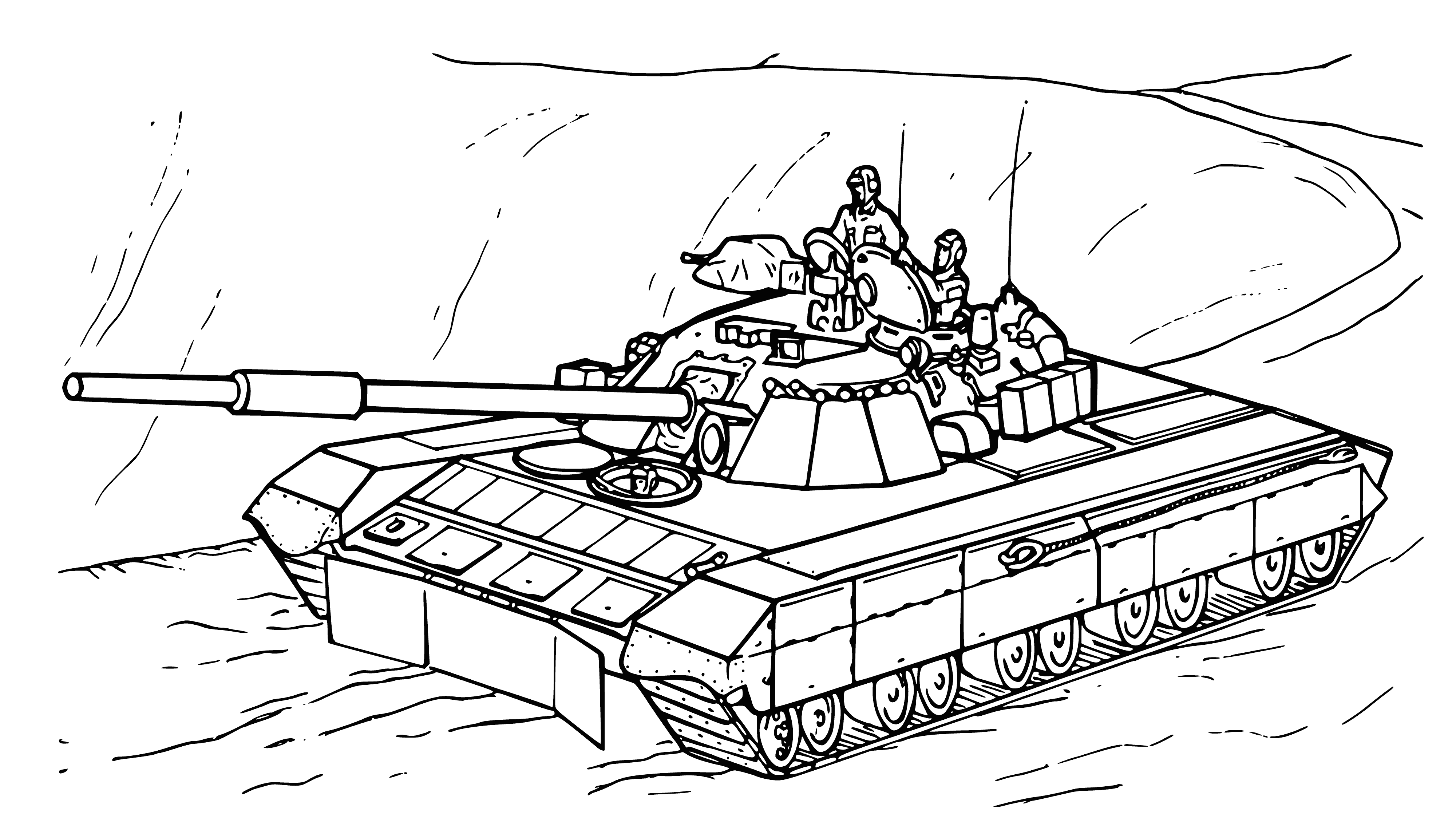 coloring page: Coloring of the T-85 main tank, USSR, 1985.