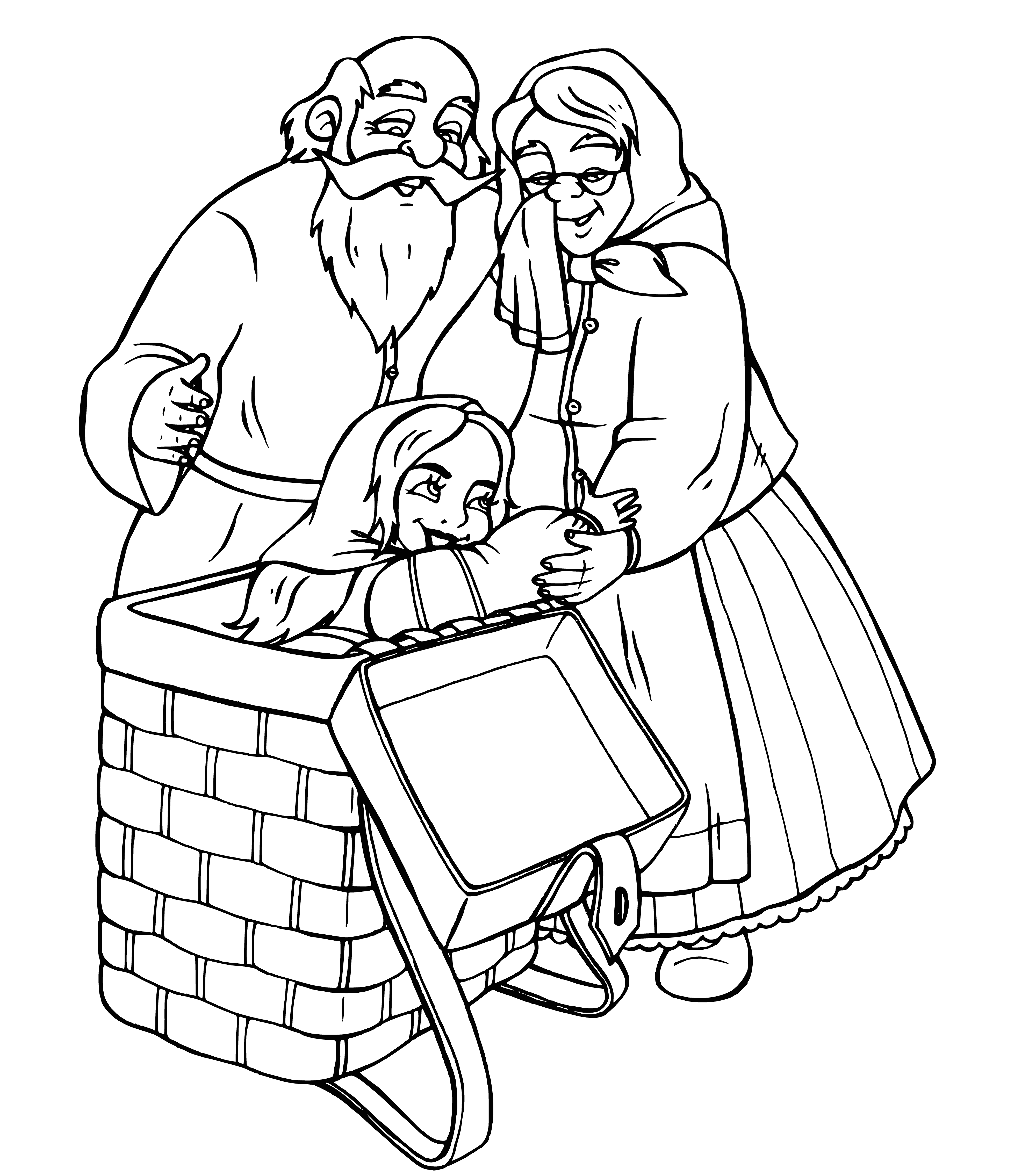 coloring page: Illustration by Mashenka and Grandparents