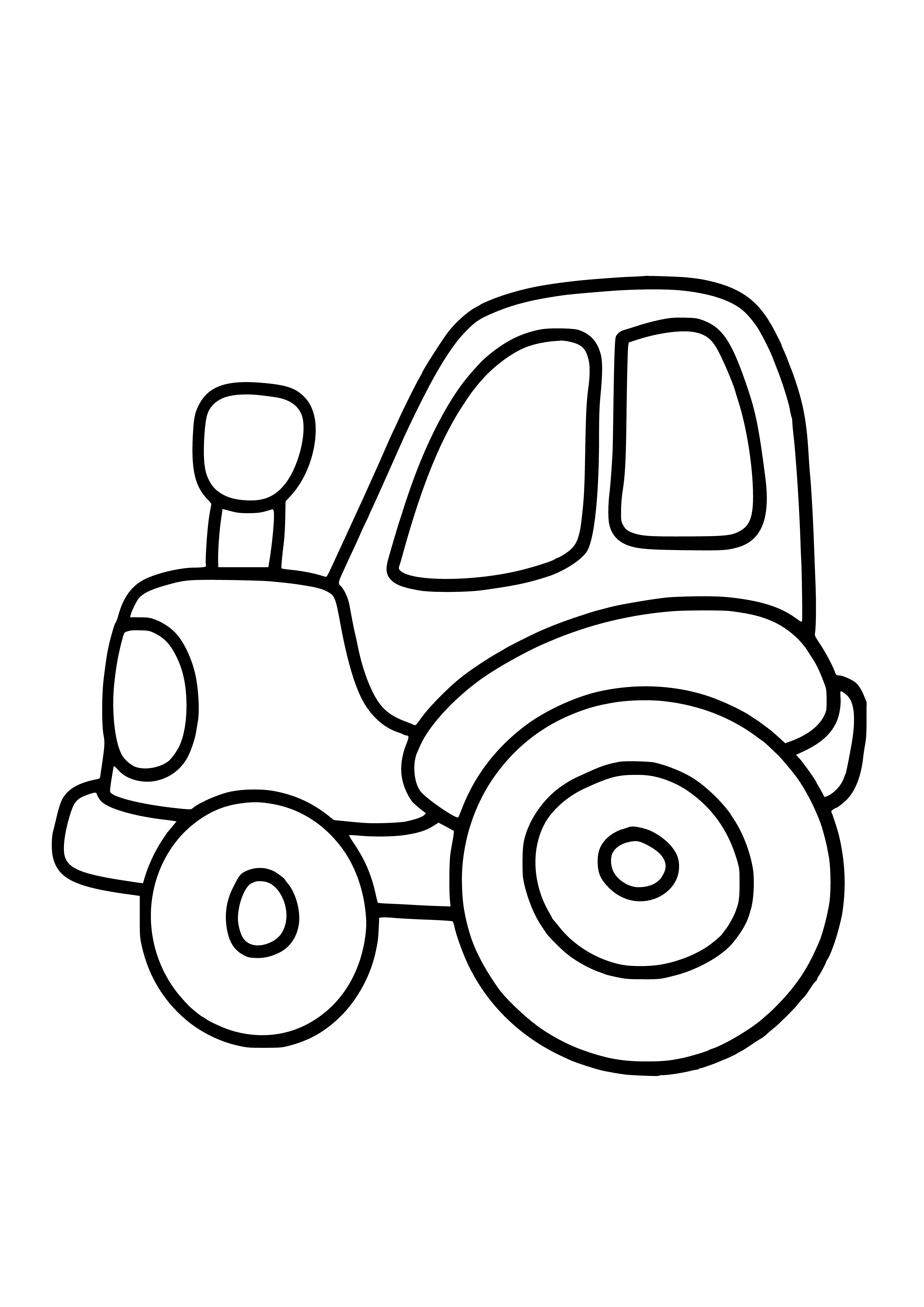 página para colorear: Tractor para niños, libro para colorear para los más jóvenes