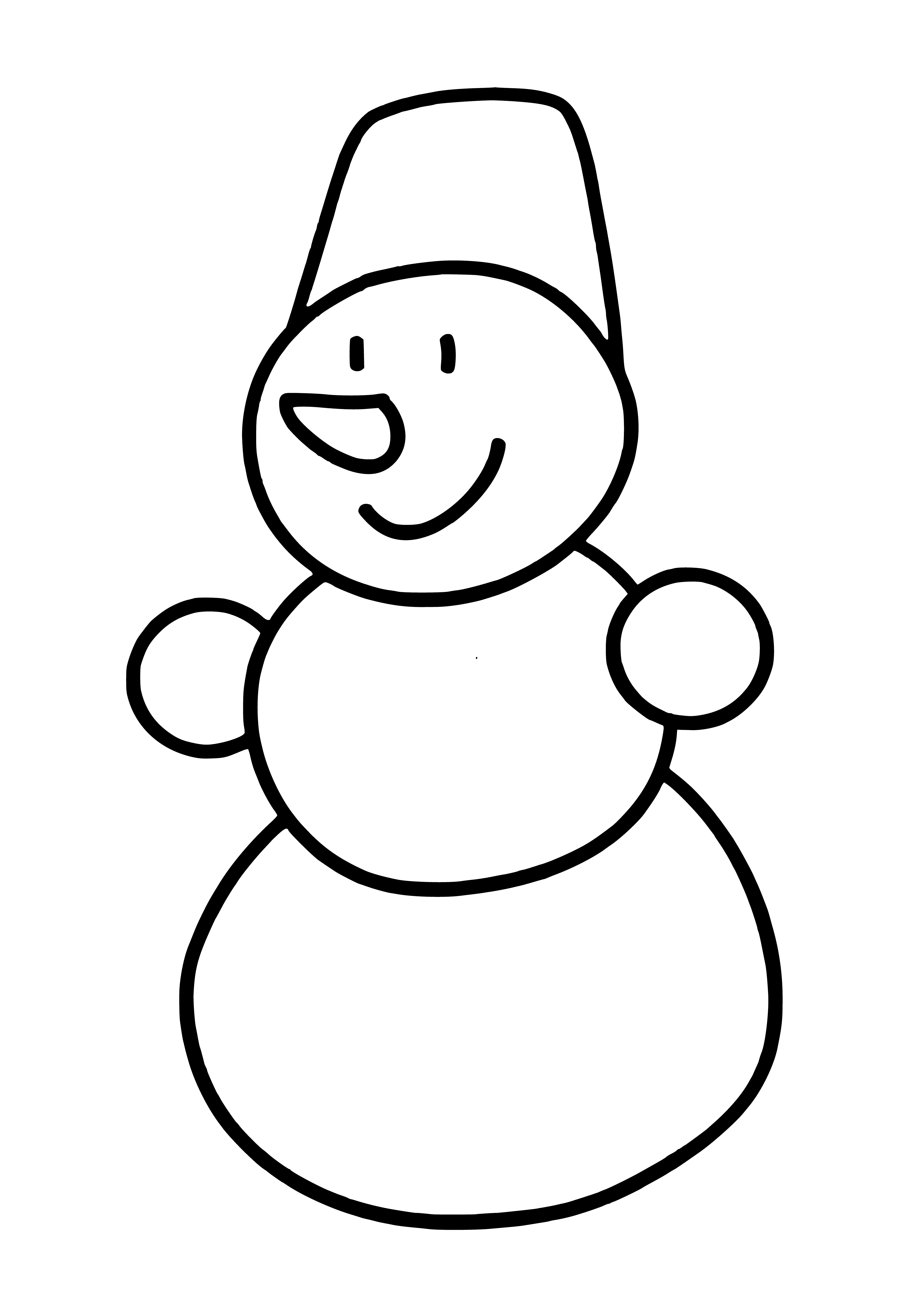 página para colorear: Pintura de un muñeco de nieve para niños