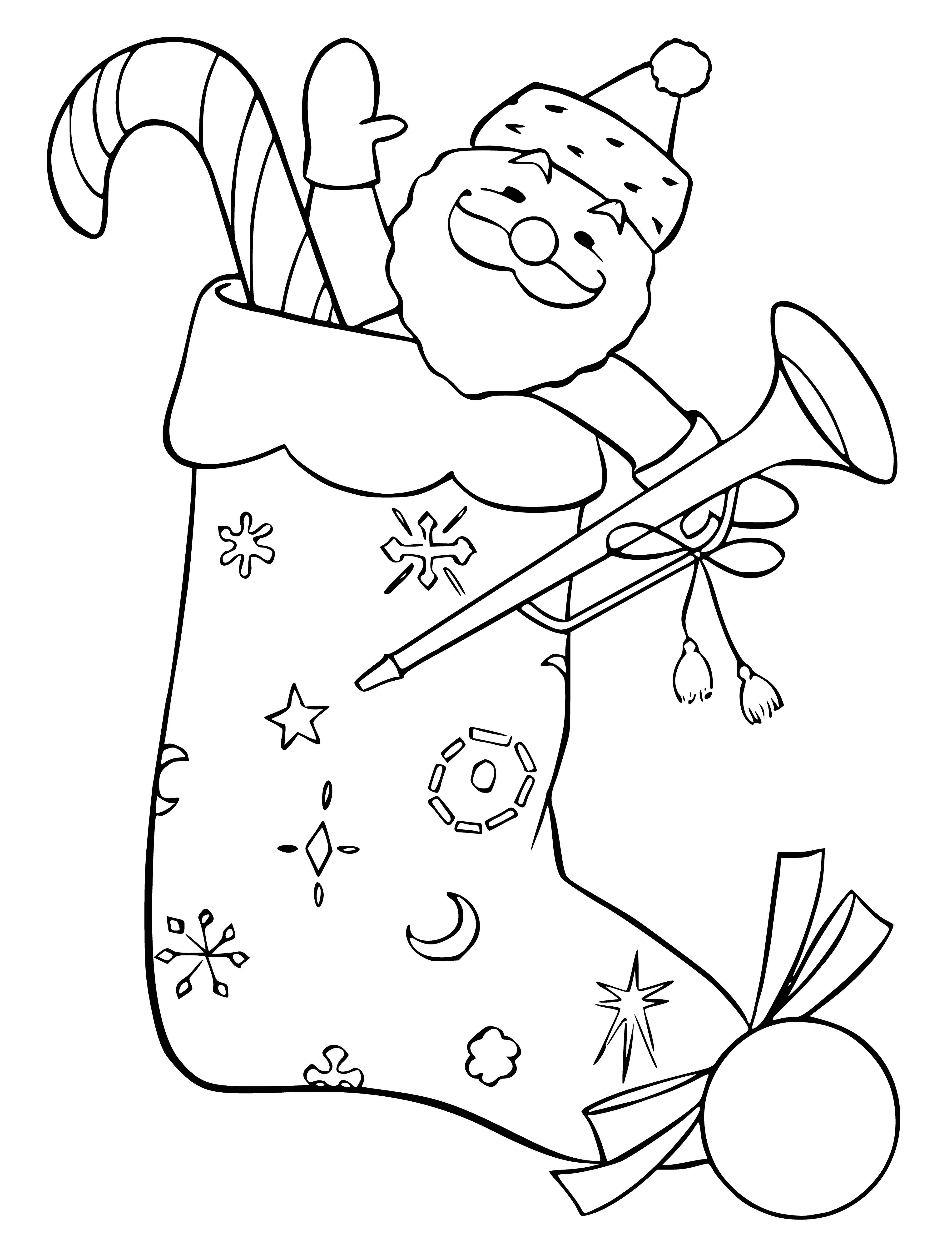 boyama sayfası: Noel çorapları Santa Claus ve hediyeler