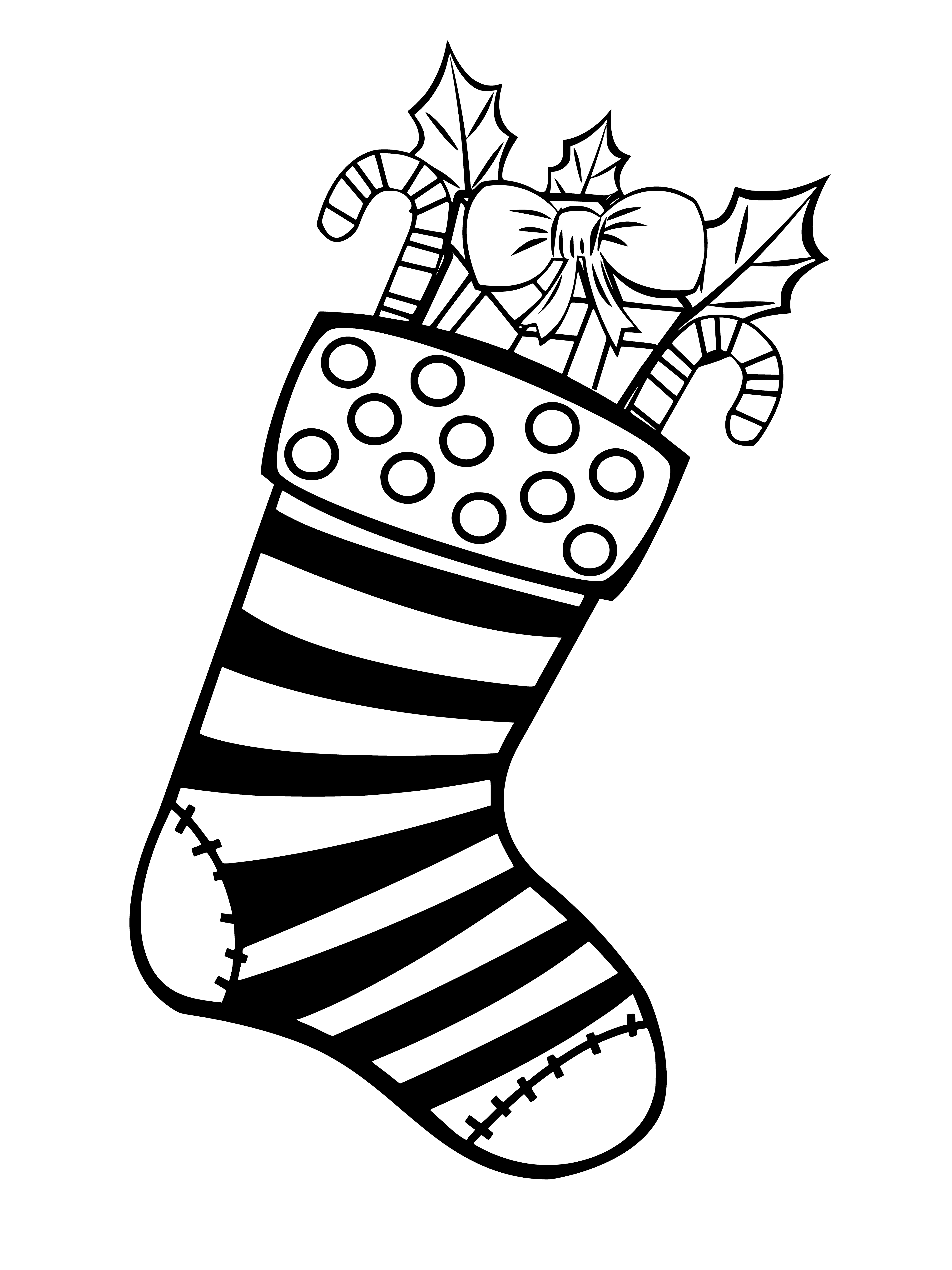 boyama sayfası: Candy ve mücevher ile Noel sock