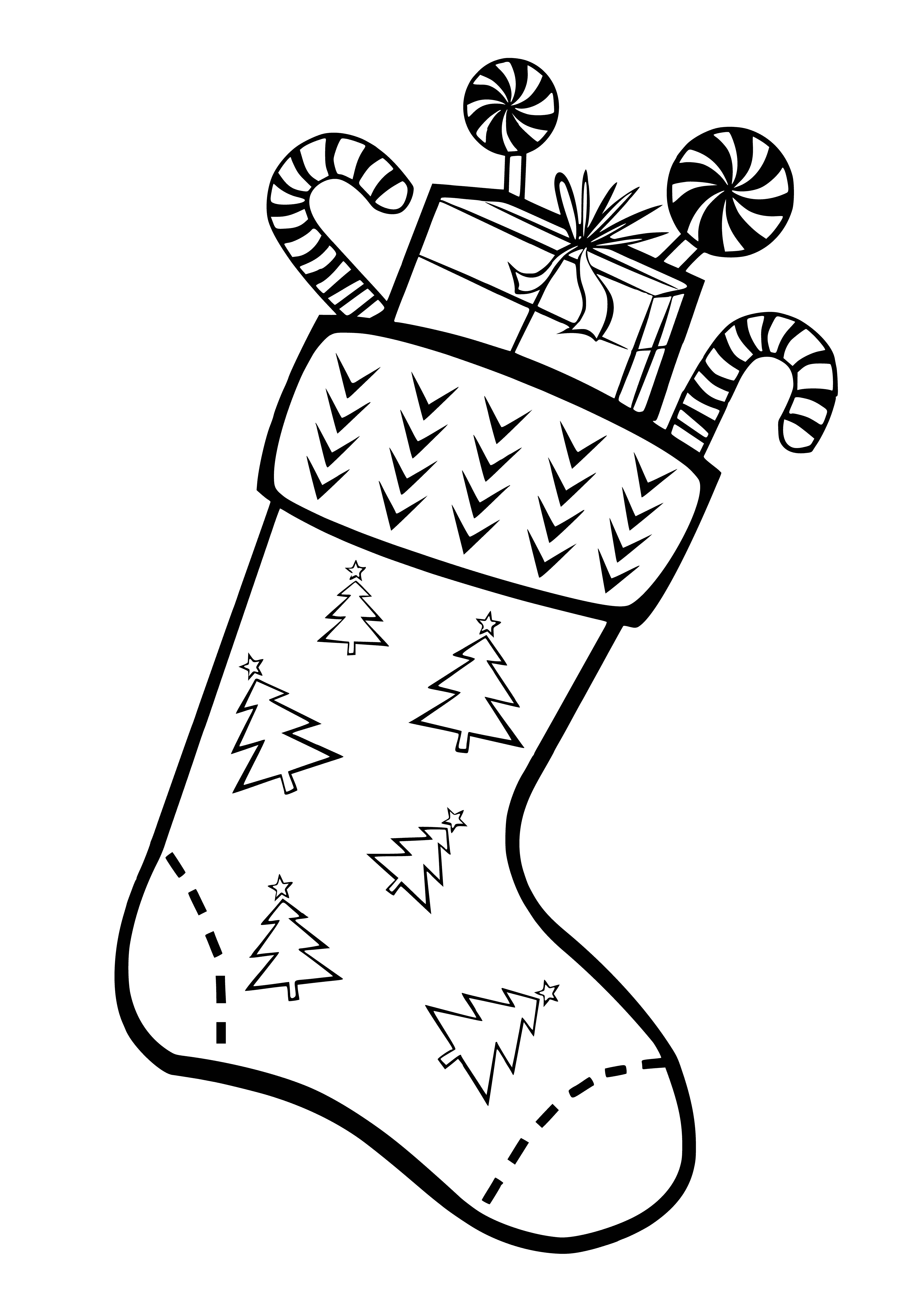 boyama sayfası: Hediyeler ile renkli Noel sock