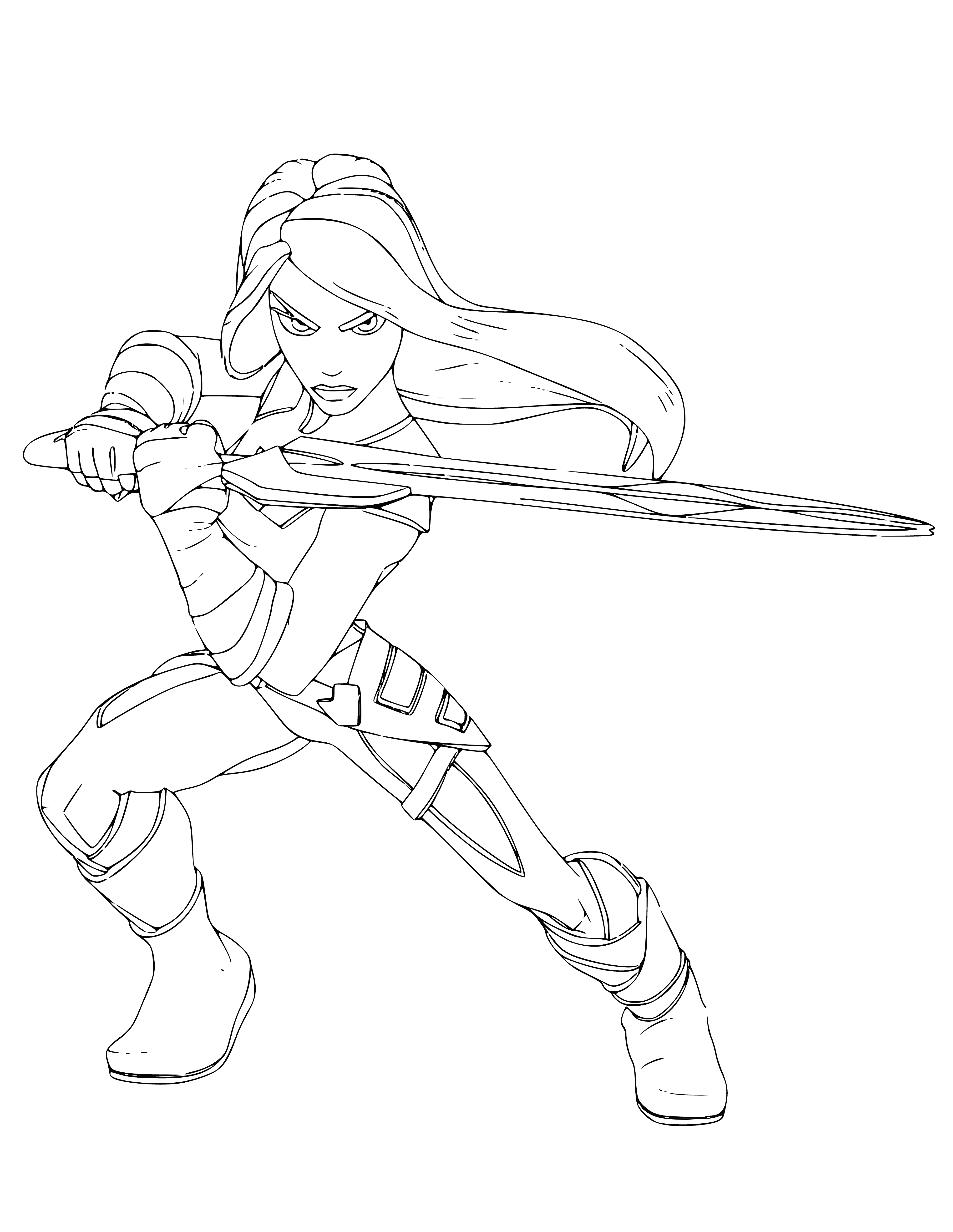 coloring page: Coloring Dangerous Gamora with a sword