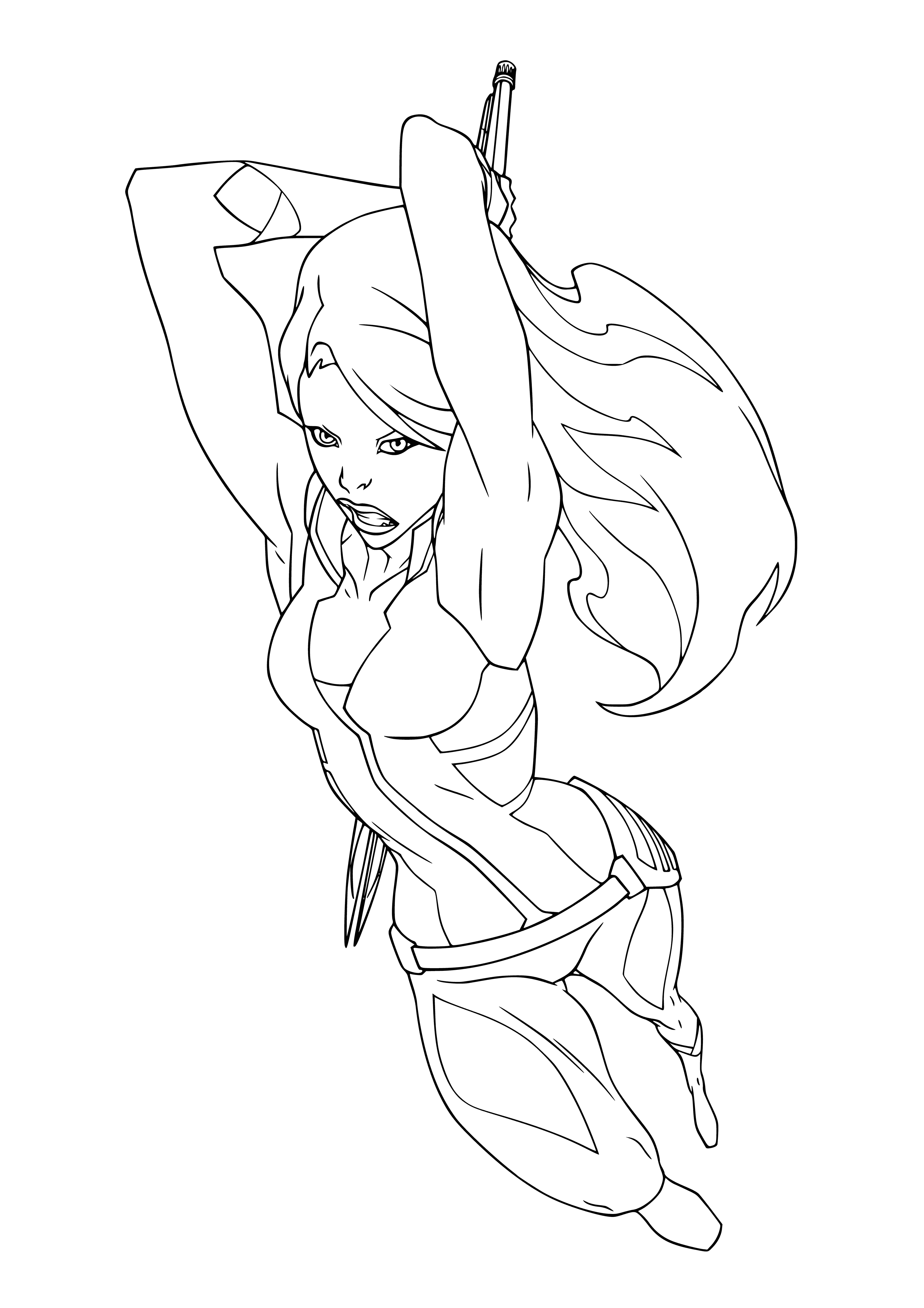 coloring page: Drawing of Gamora from Guardians of the Galaxy for coloring