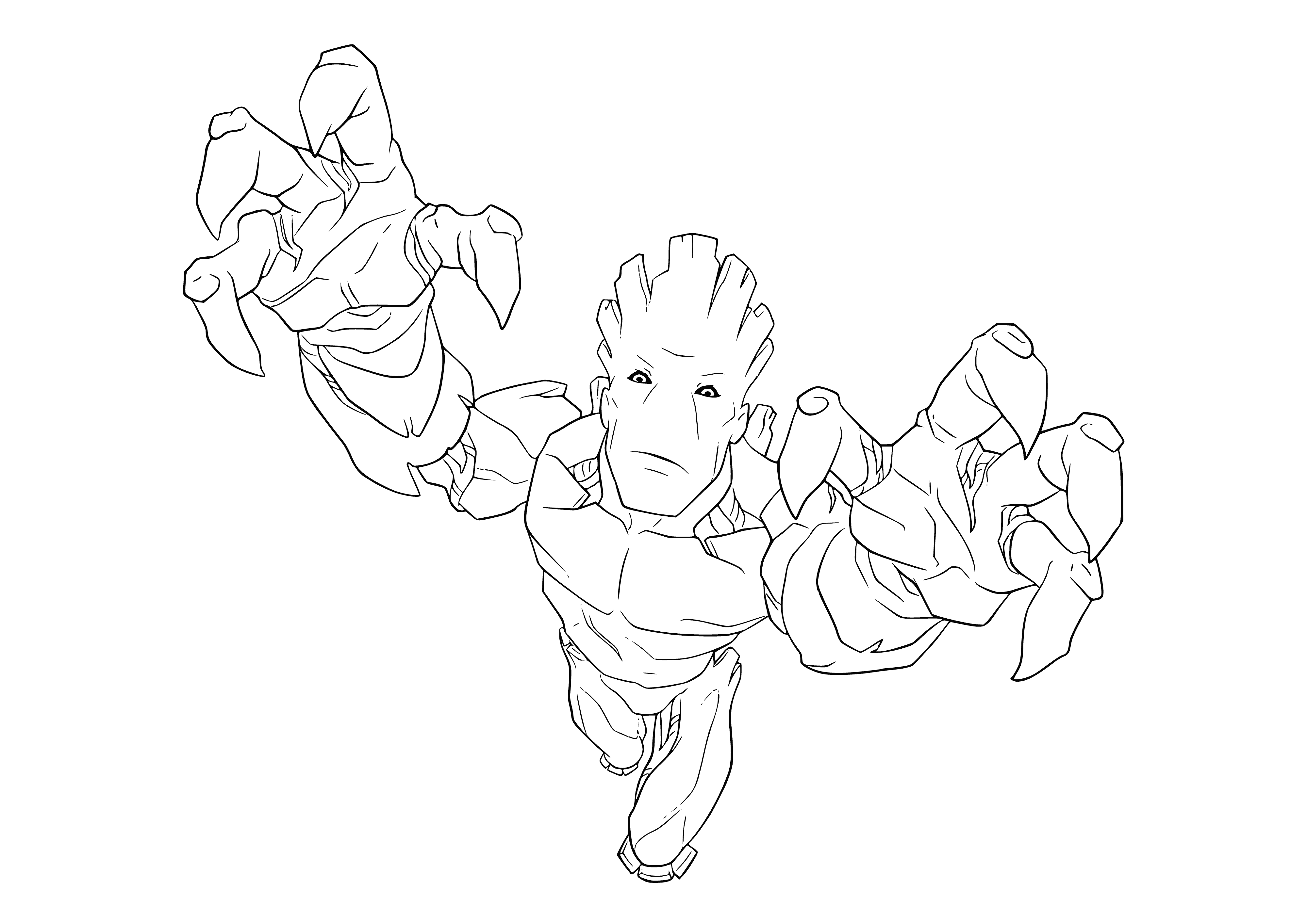 coloring page: Coloring Groot from the Guardians of the Galaxy