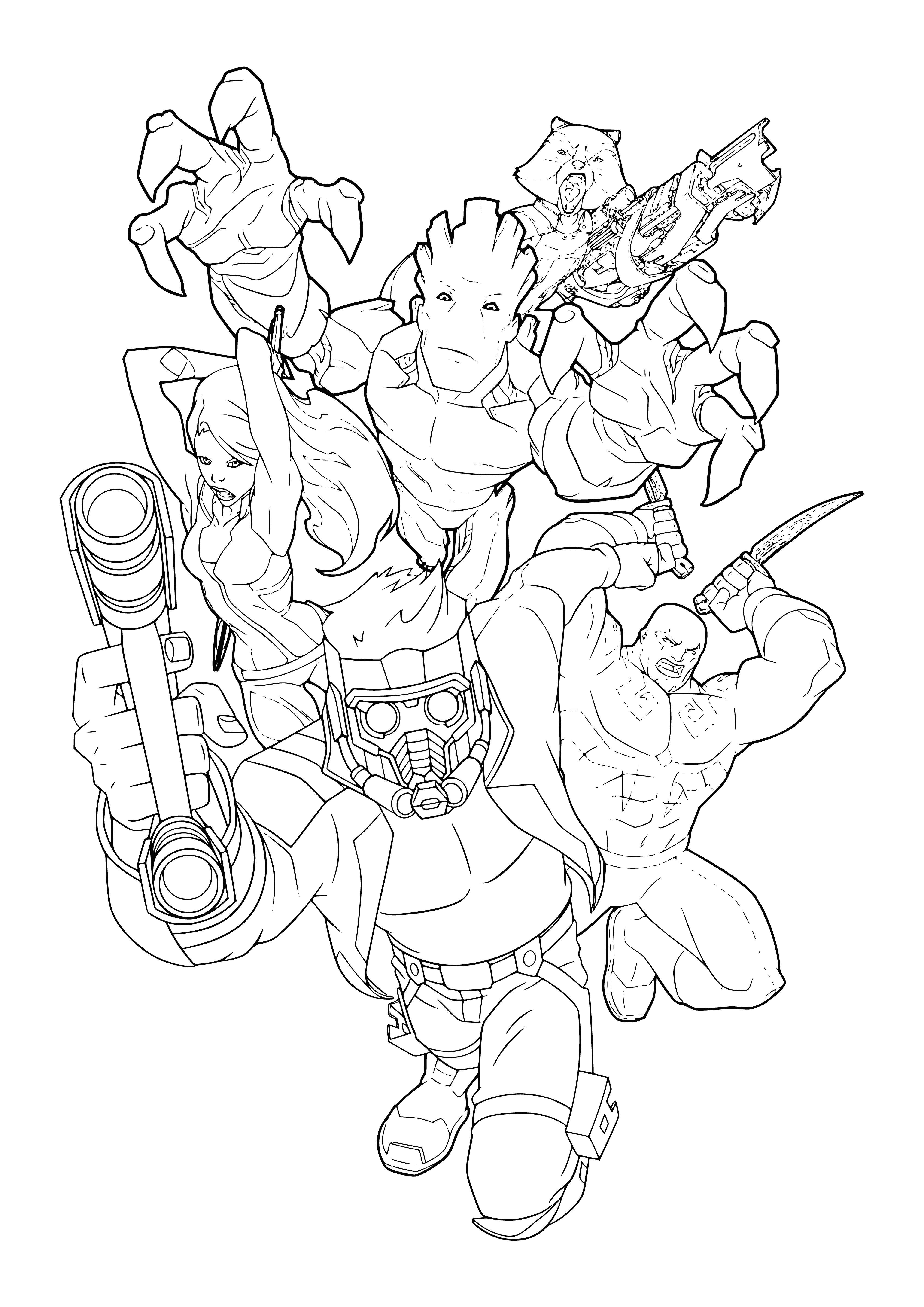 coloring page: Characters of the Guardians of the Galaxy