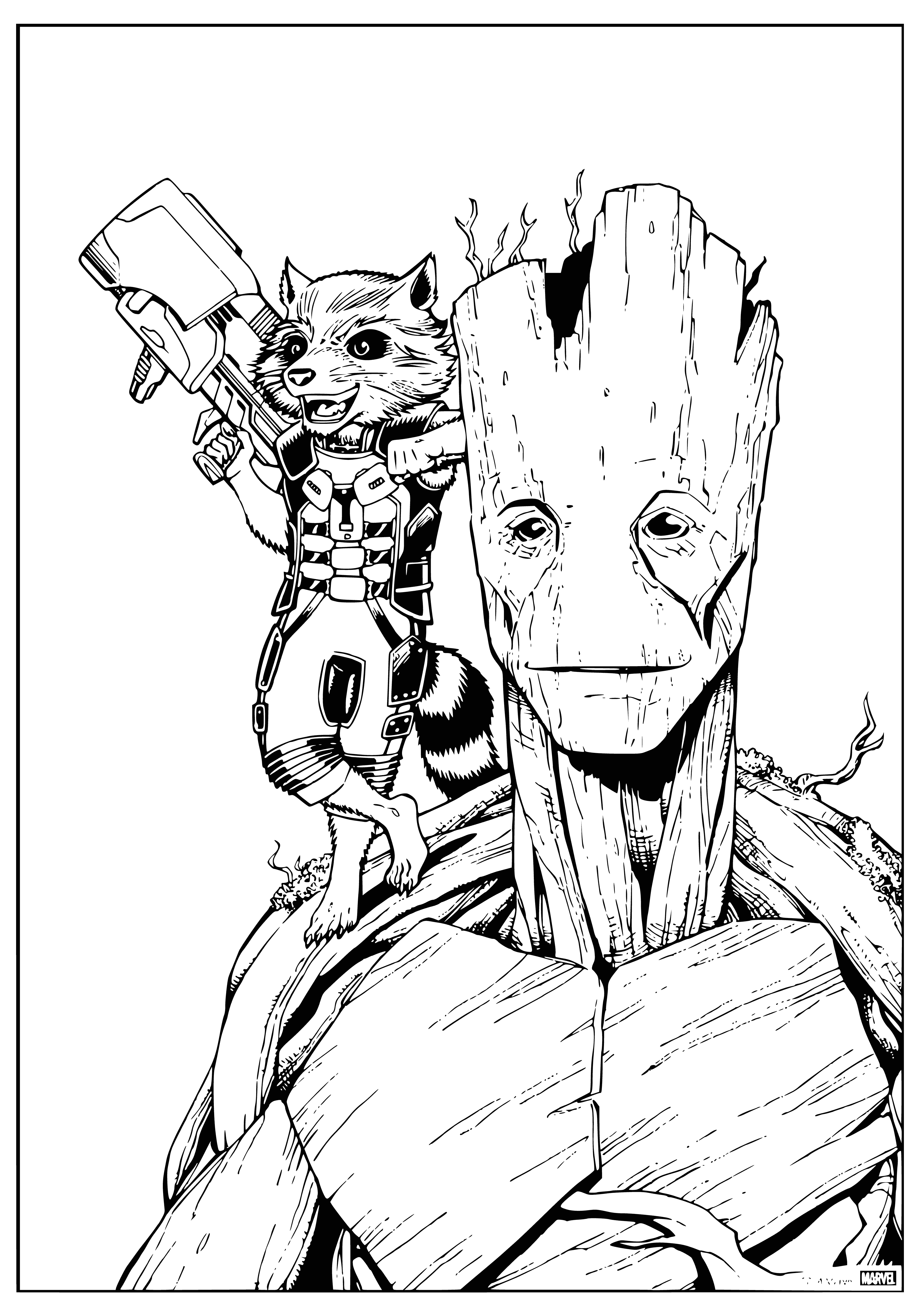 coloring page: Rocket and Groot on the Guardians of the Galaxy coloring list