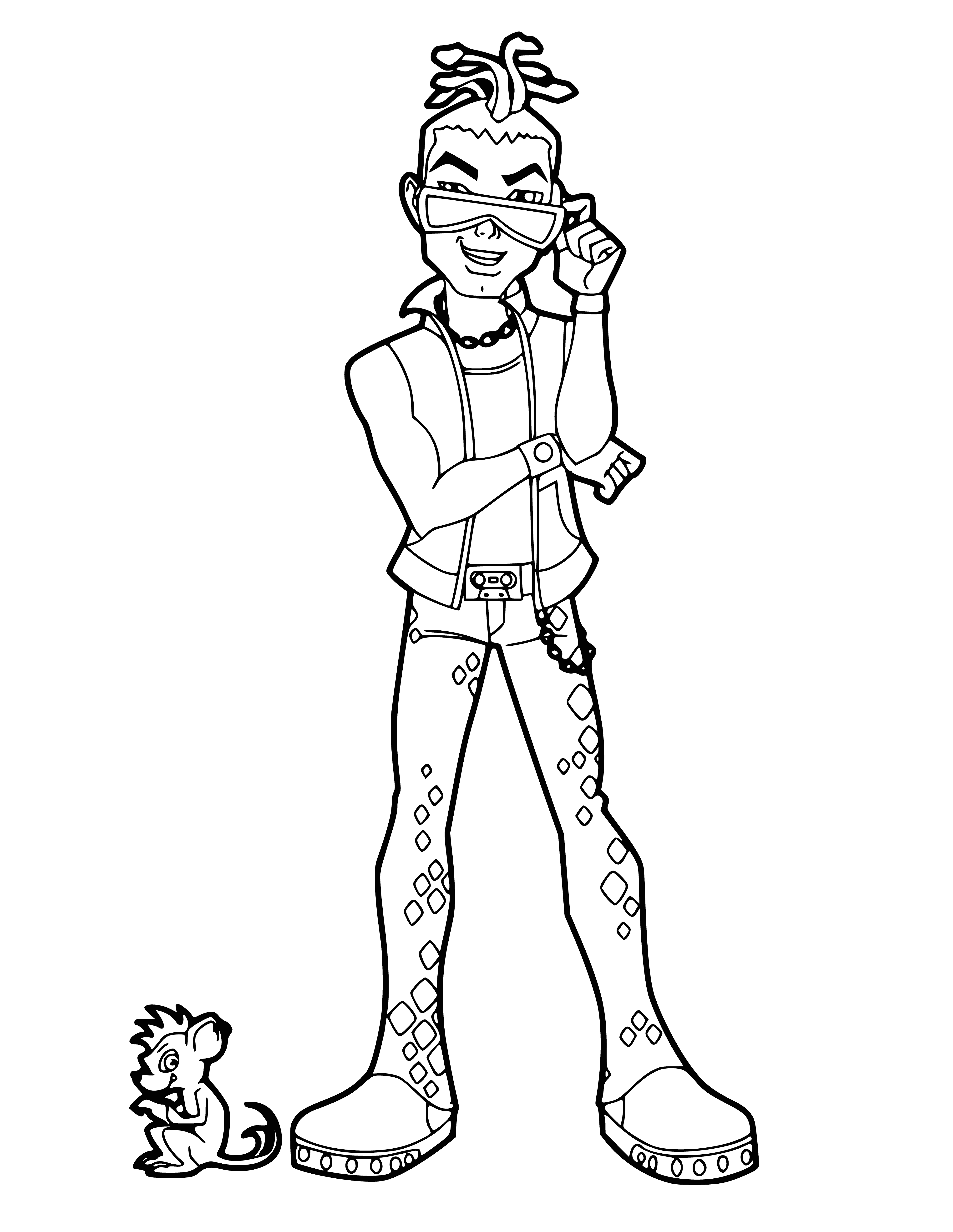 coloring page: Coloring Dews Gordon with his pet