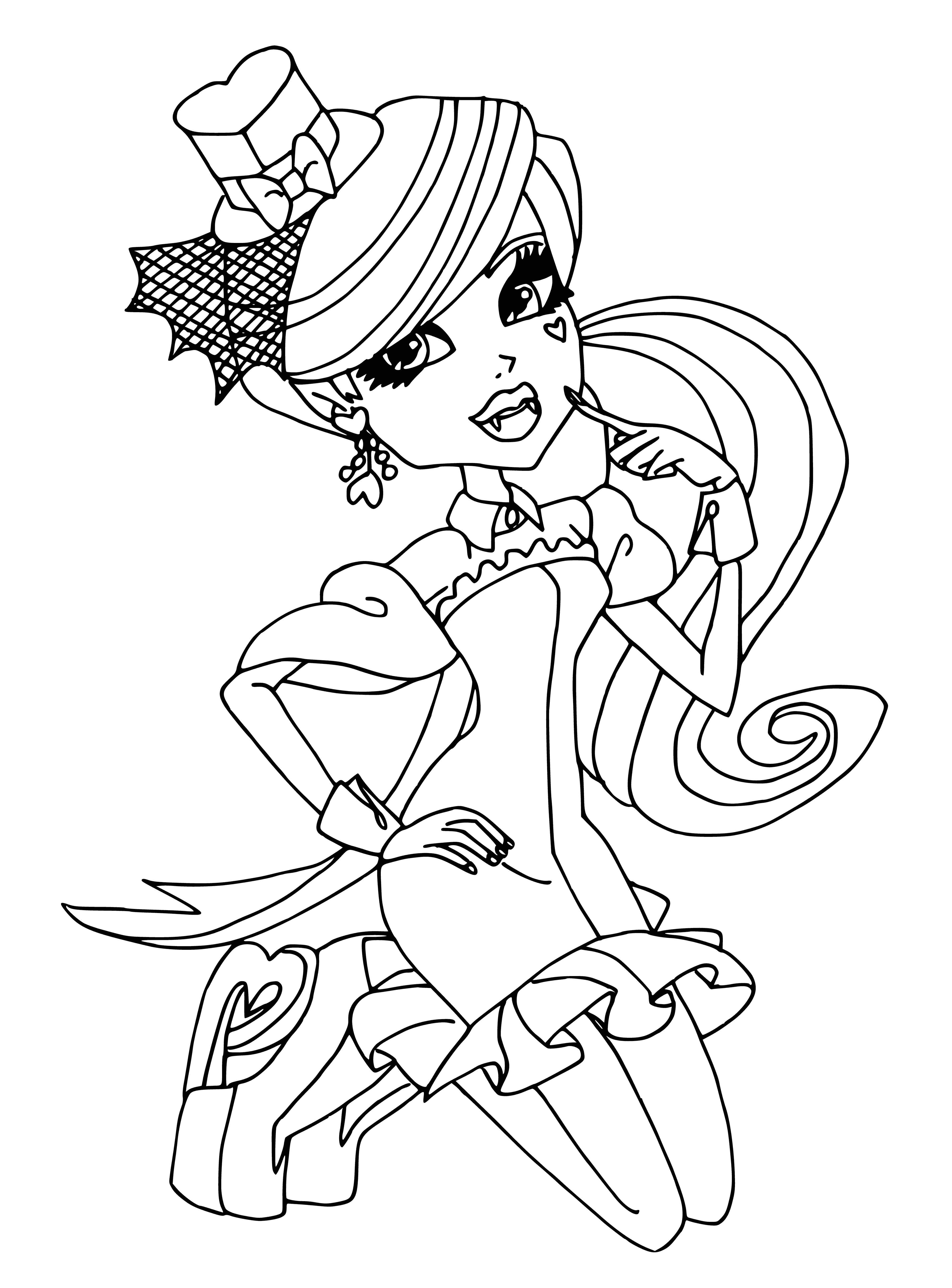 coloring page: Coloring Draculaur in a hat