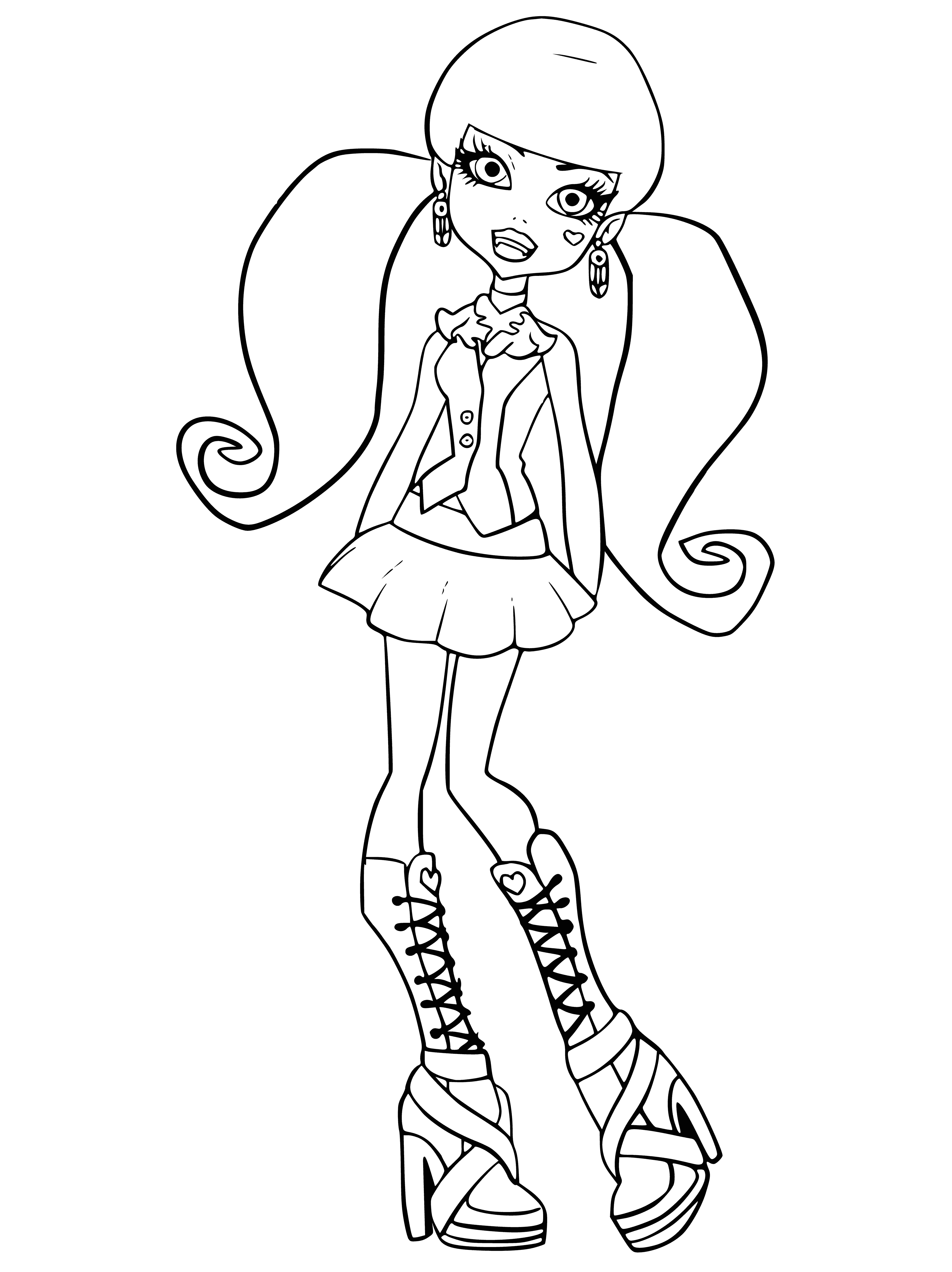 coloring page: Coloring Draculaura in the style of Monster High
