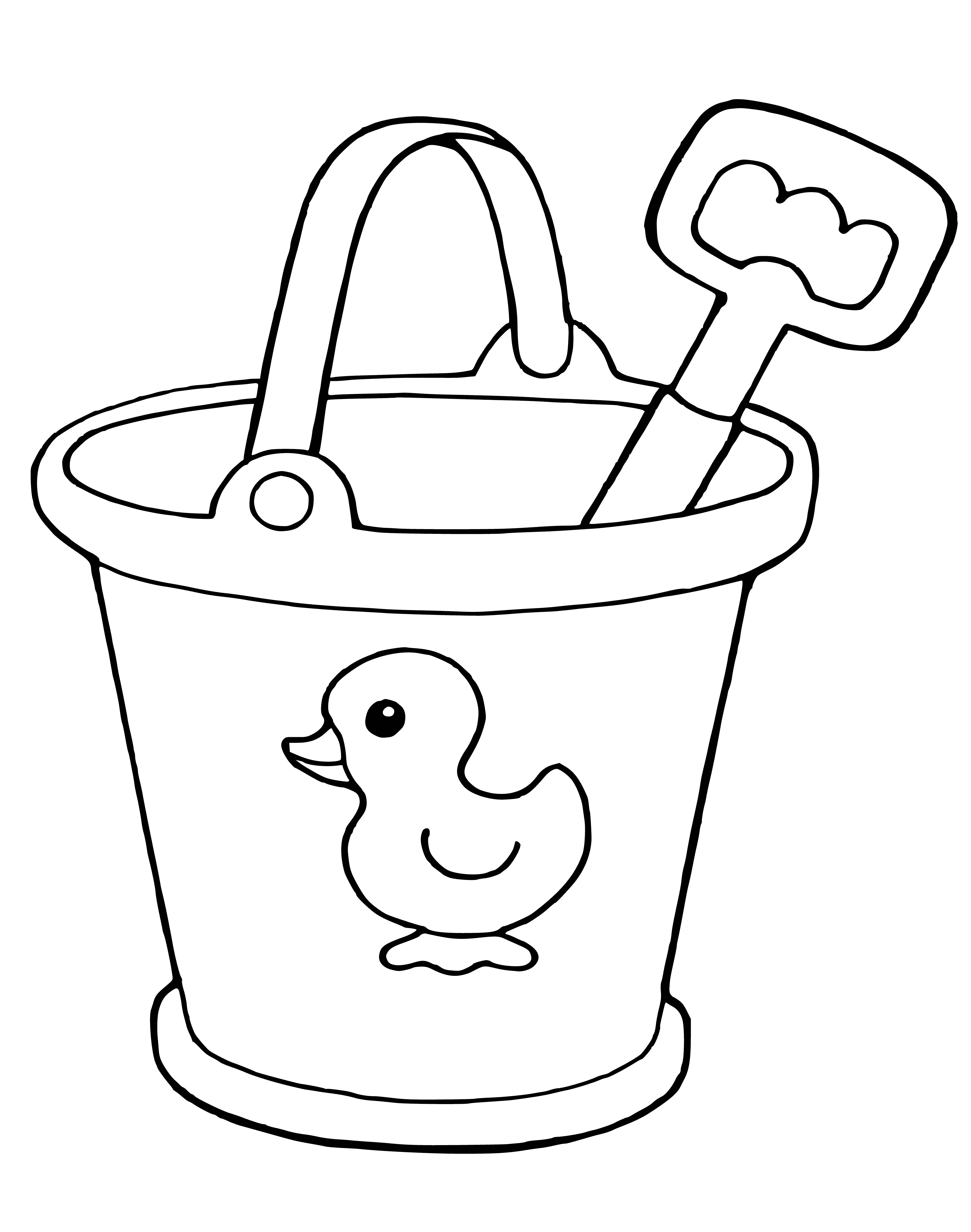 página para colorear: Un cubo con un patito y una espátula