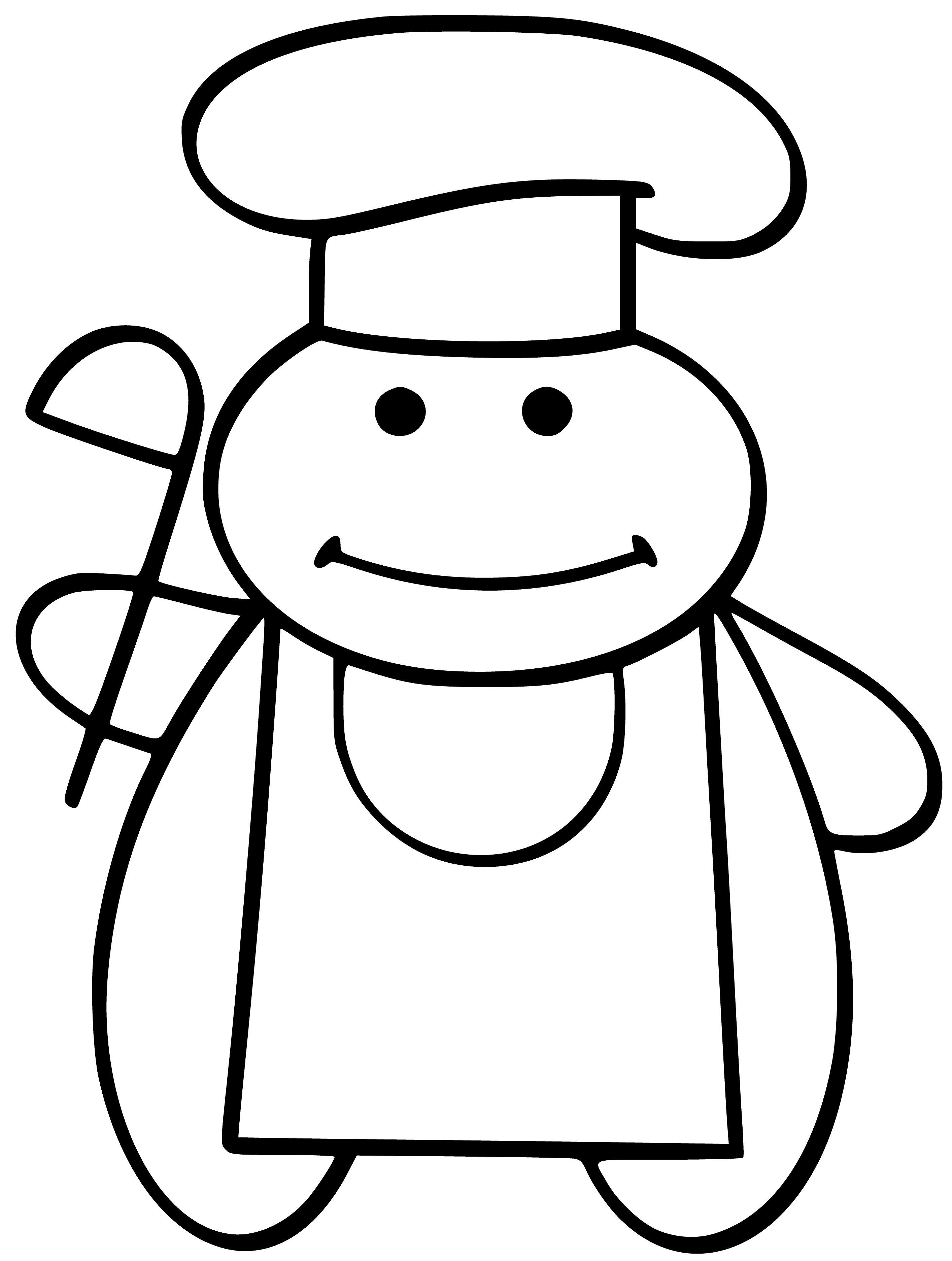 página para colorear: Caricatura cocina con cuchara y sombrero