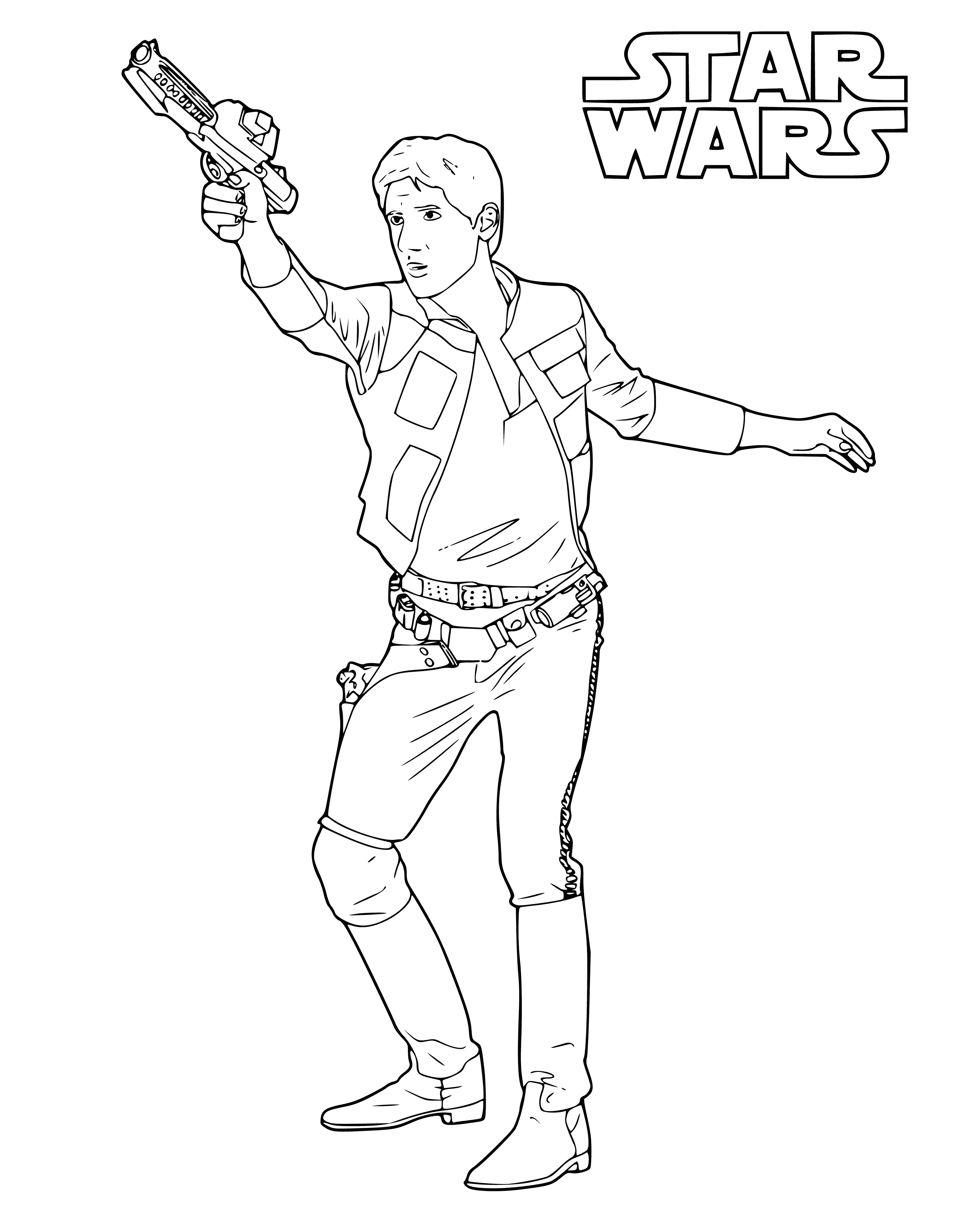 coloriage: Han Solo avec un blaster Star Wars : épisode IV