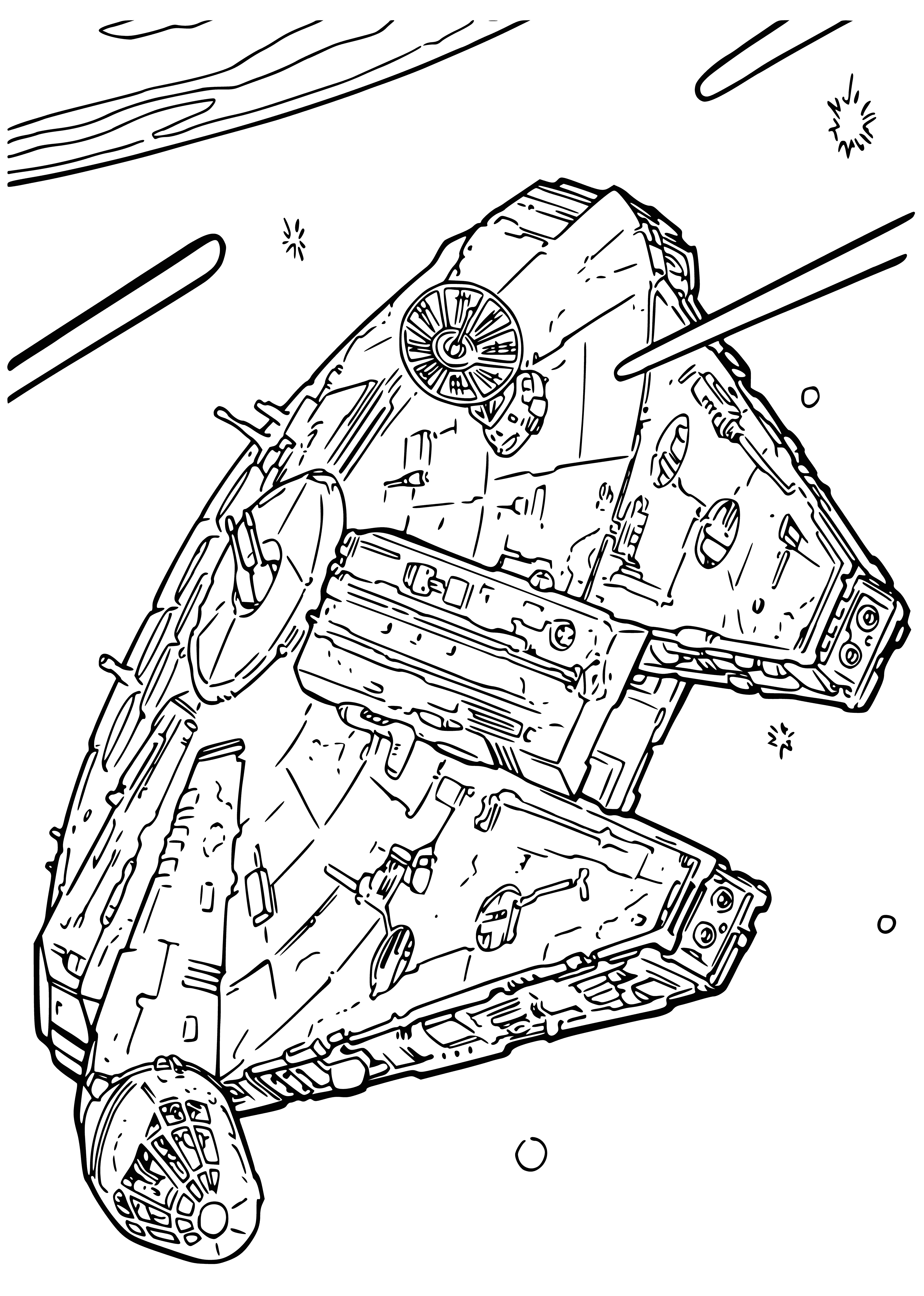 coloriage: Le navire Han Solo - Falcon Millennium