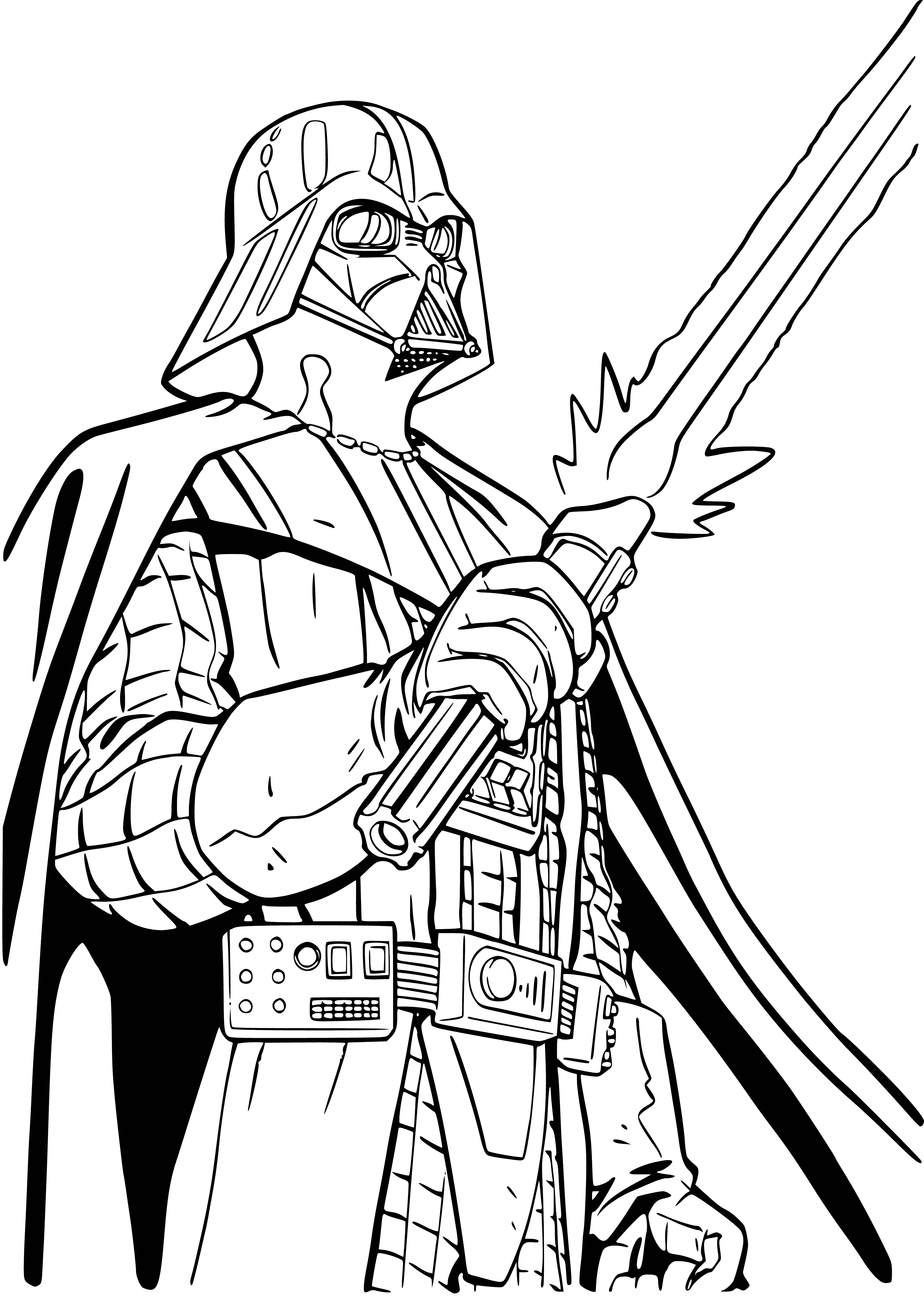 coloriage: Darth Vader de Star Wars avec une épée