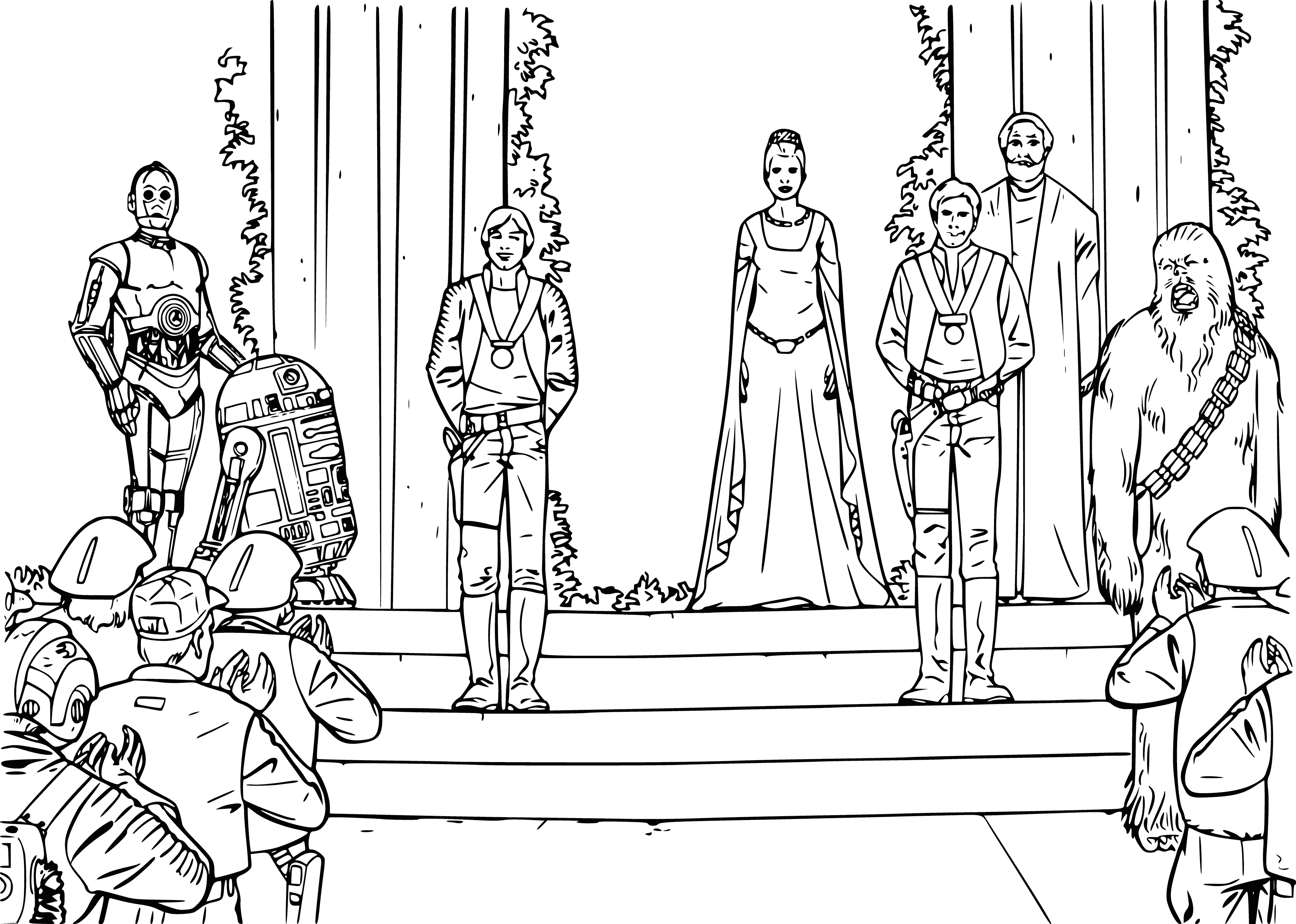 coloriage: Star Wars Célébration de la victoire : épisode IV – Un nouvel espoir