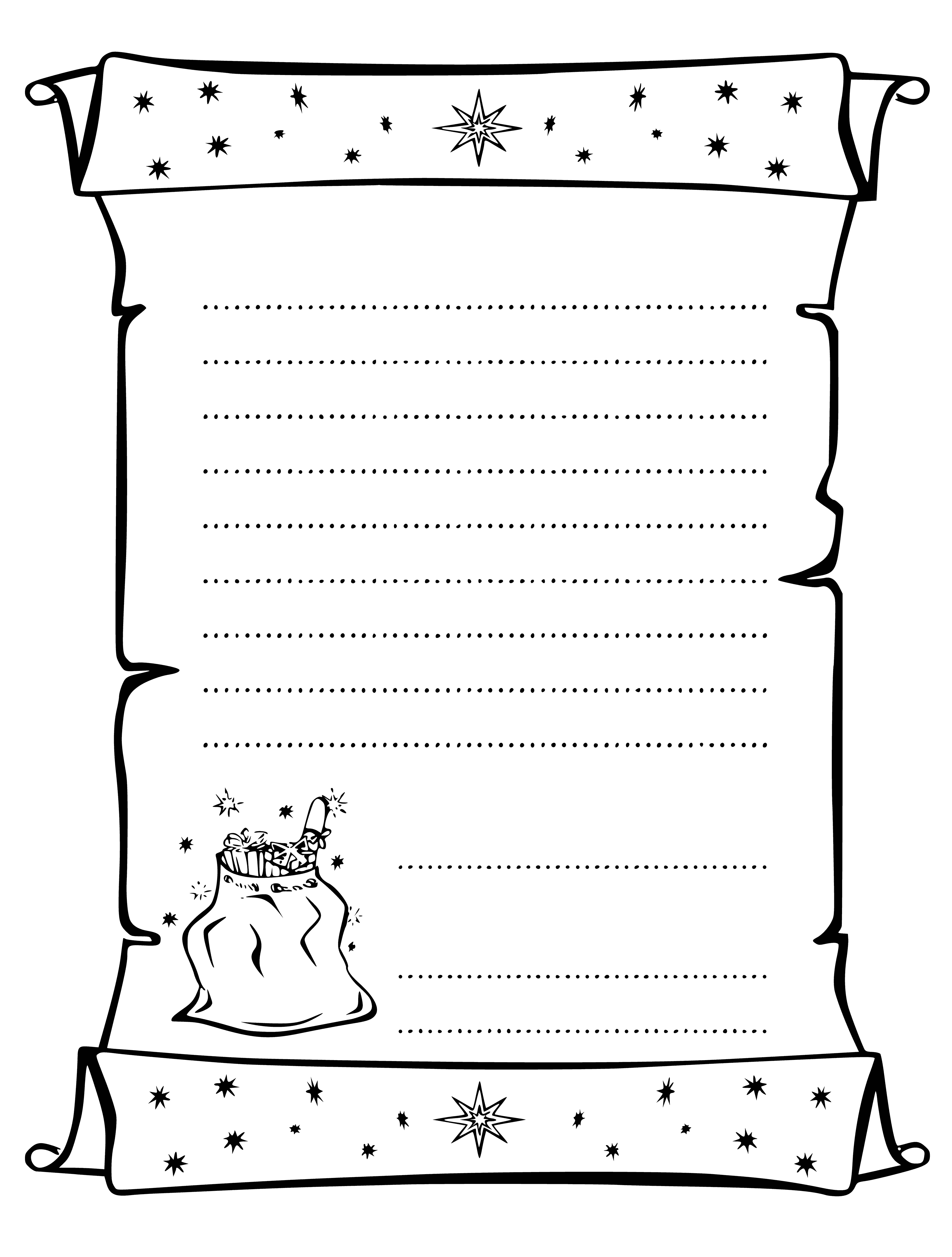 Carta colorida ao Papai Noel com um lugar para escrever desejos